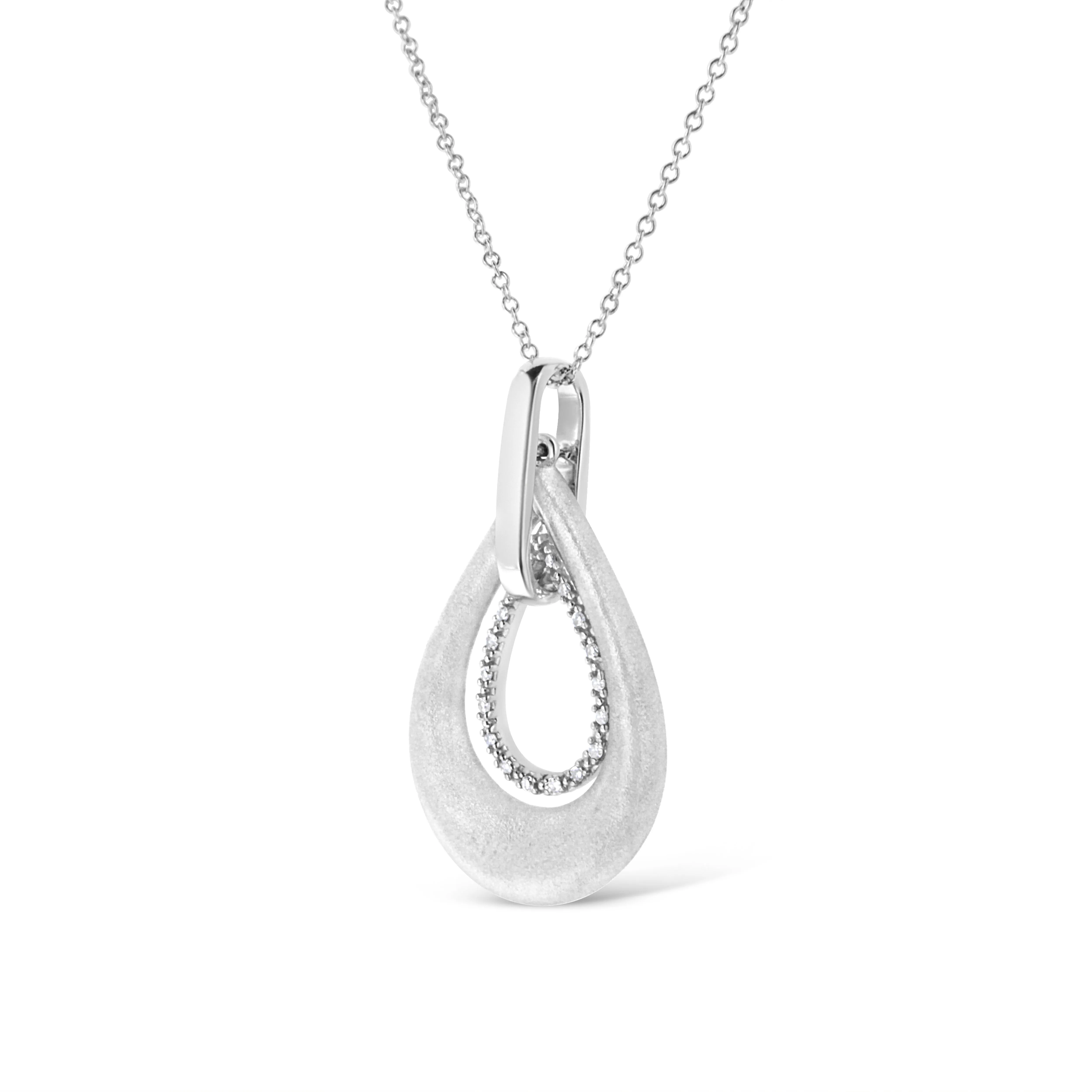.925 Sterling Silver Prong-Set Diamond Accent Fashion Double Drop Design 18 Pendant Necklace