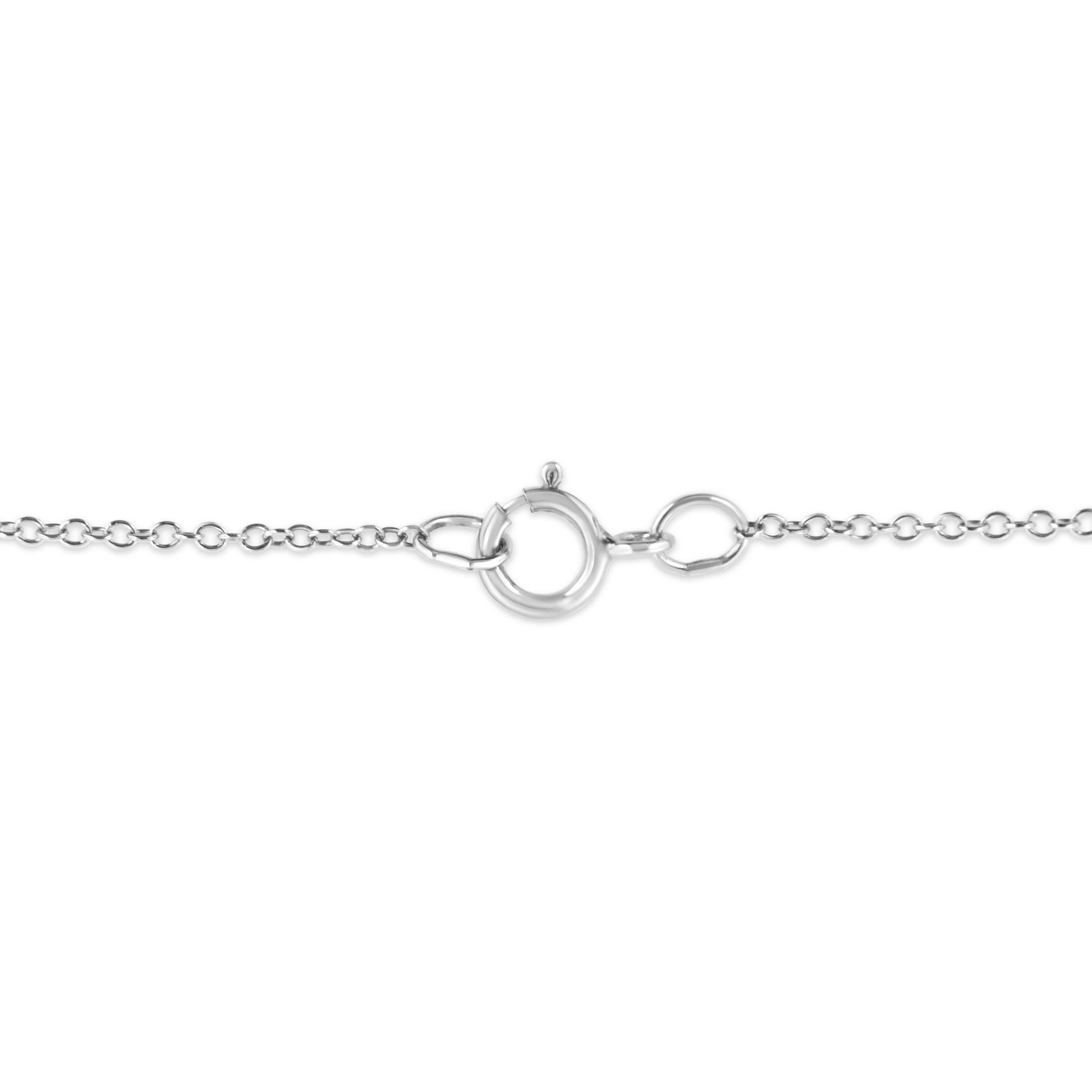 .925 Sterling Silver Prong-Set Diamond Accent Fashion Double Drop Design 18 Pendant Necklace