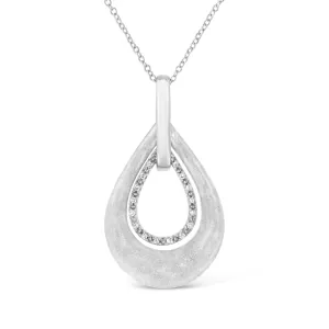 .925 Sterling Silver Prong-Set Diamond Accent Fashion Double Drop Design 18 Pendant Necklace