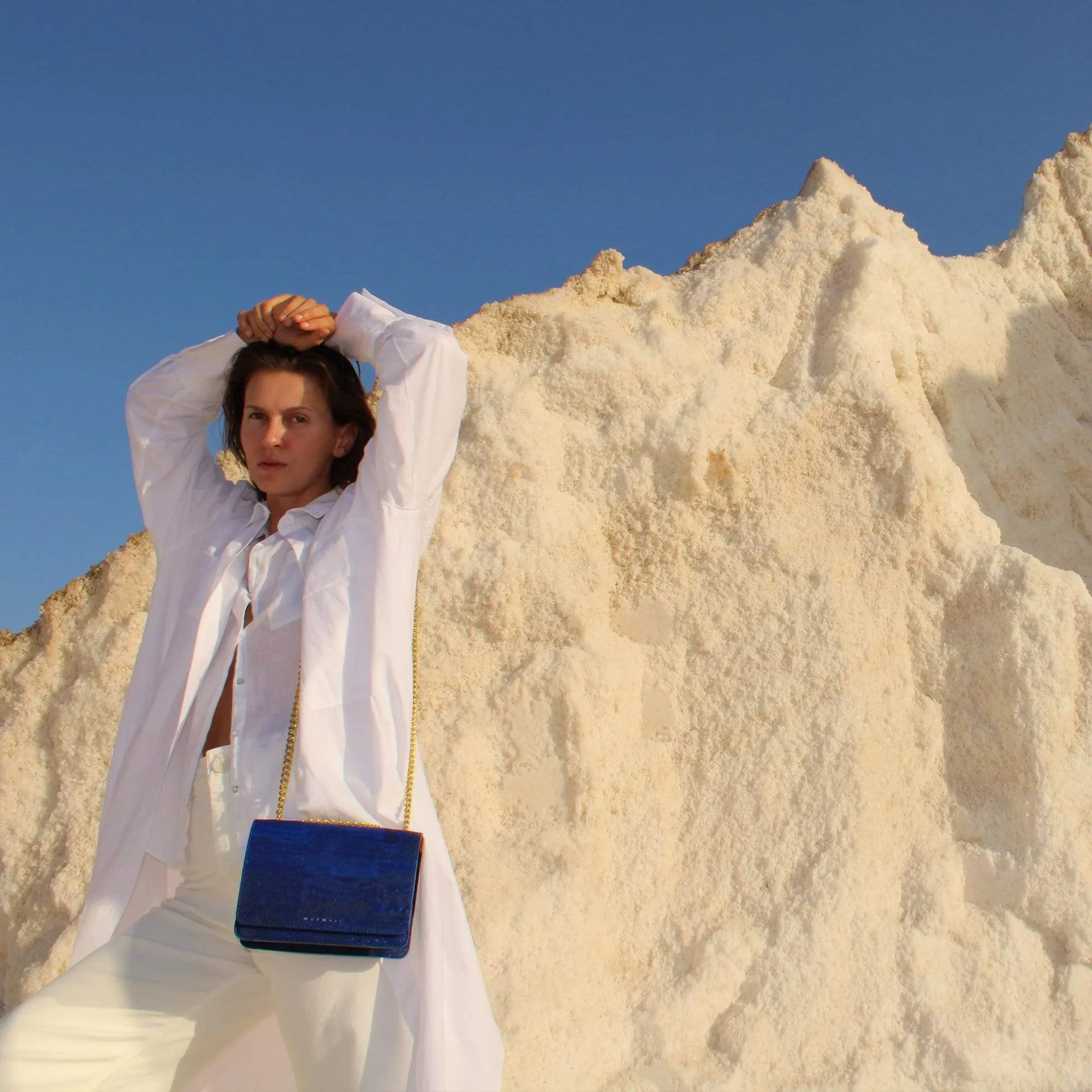Alpha Handcrafted Cork Vegan Crossbody Bag | Navy
