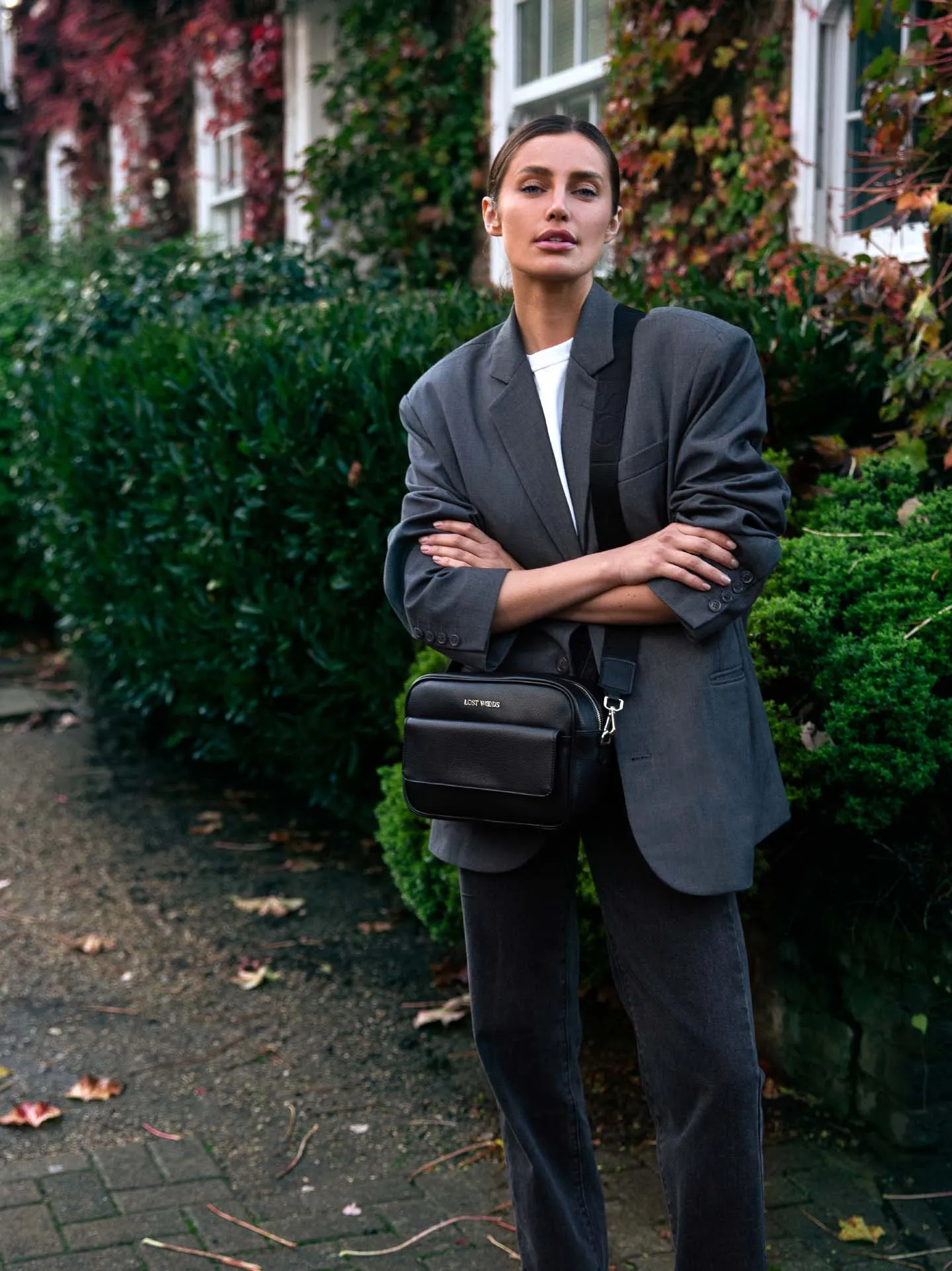 Aspen MIRUM® Leather Vegan Crossbody Bag | Black & Gold