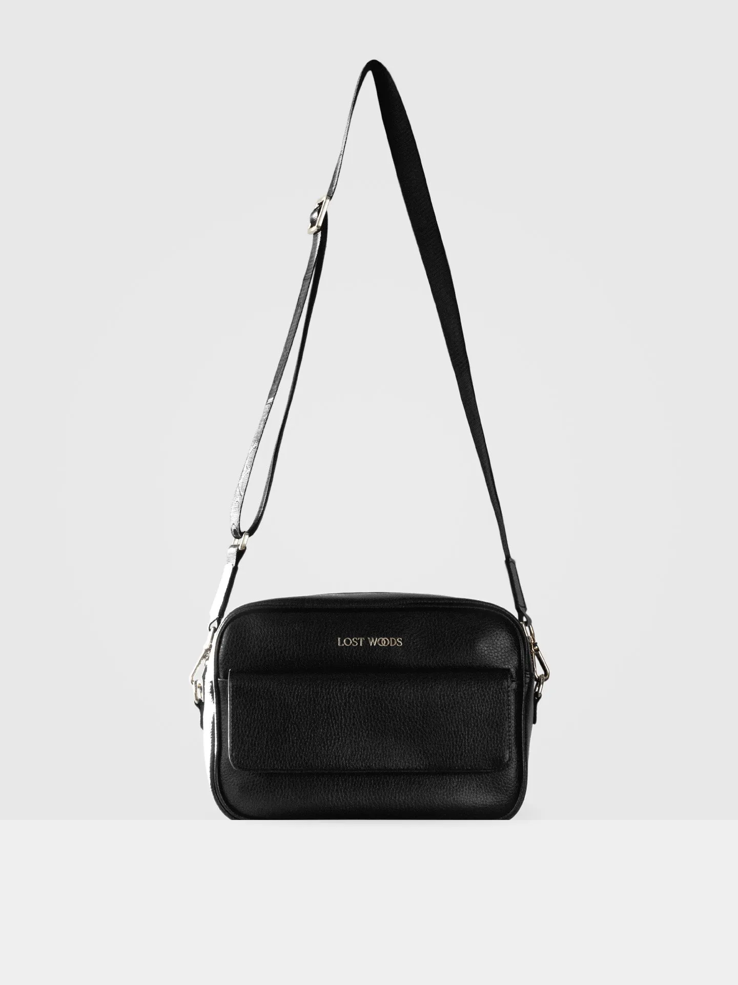 Aspen MIRUM® Leather Vegan Crossbody Bag | Black & Gold