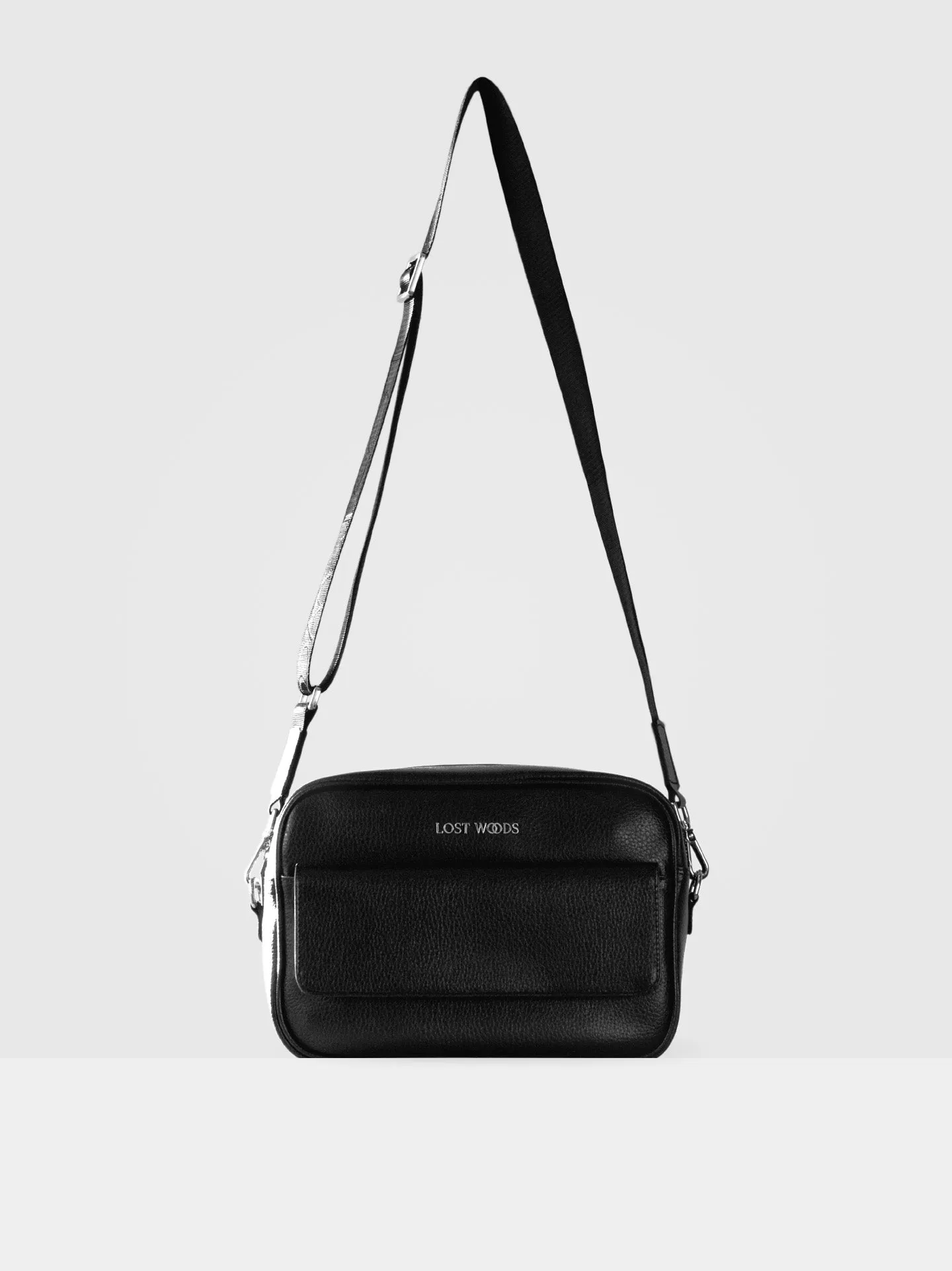 Aspen MIRUM® Leather Vegan Crossbody Bag | Black & Silver