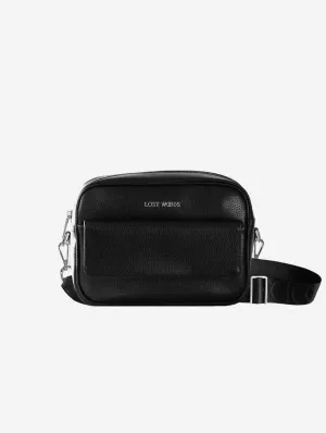 Aspen MIRUM® Leather Vegan Crossbody Bag | Black & Silver