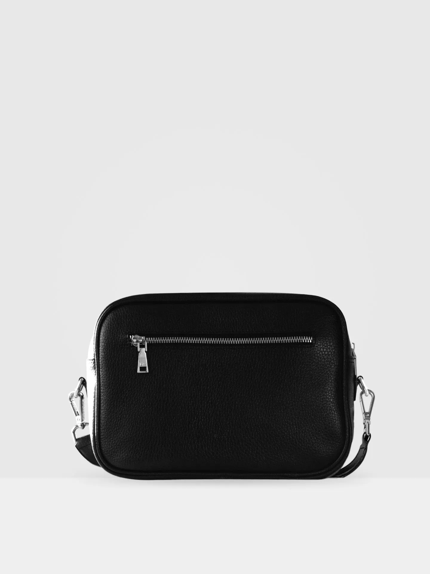 Aspen MIRUM® Leather Vegan Crossbody Bag | Black & Silver