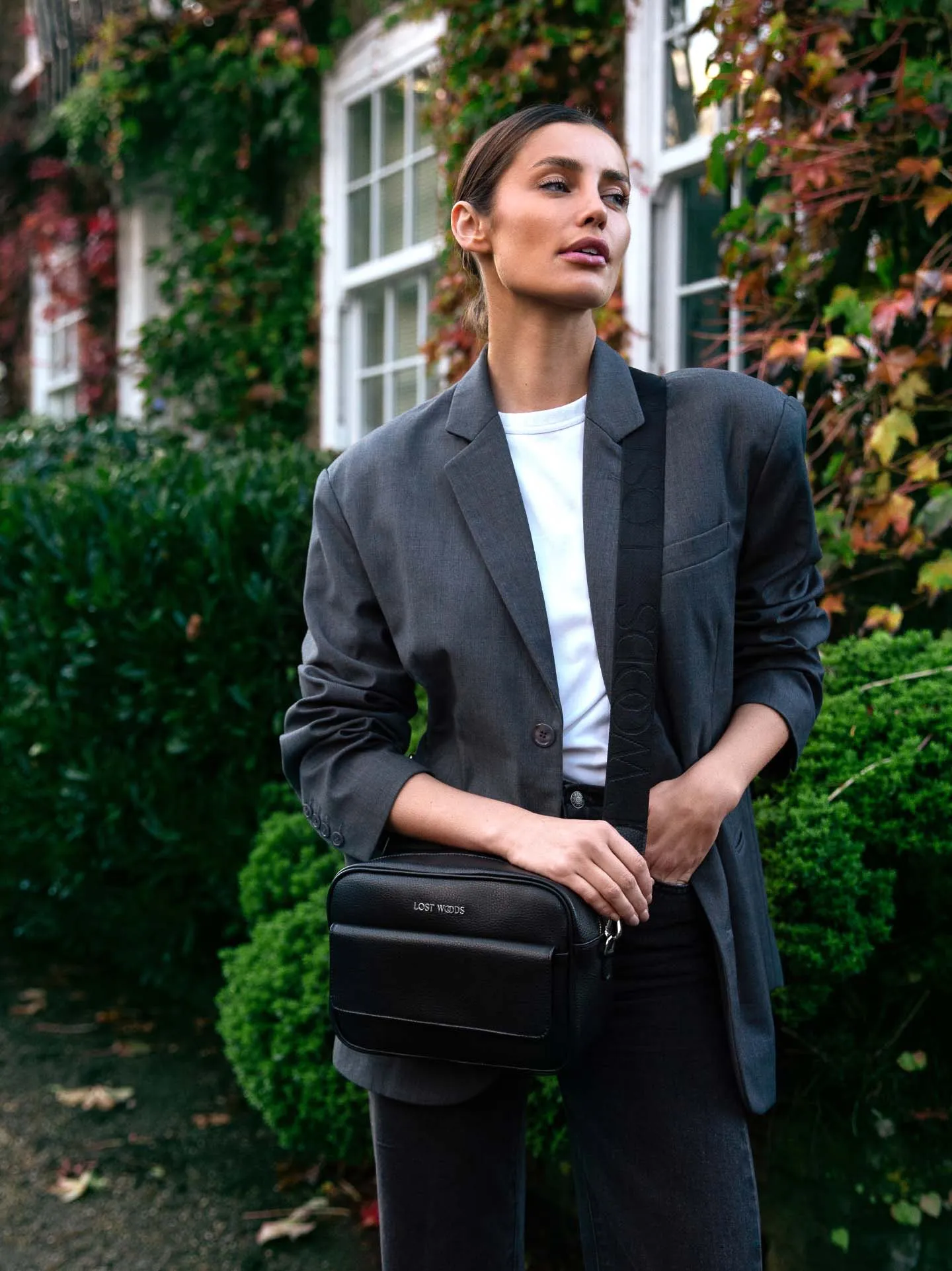 Aspen MIRUM® Leather Vegan Crossbody Bag | Black & Silver