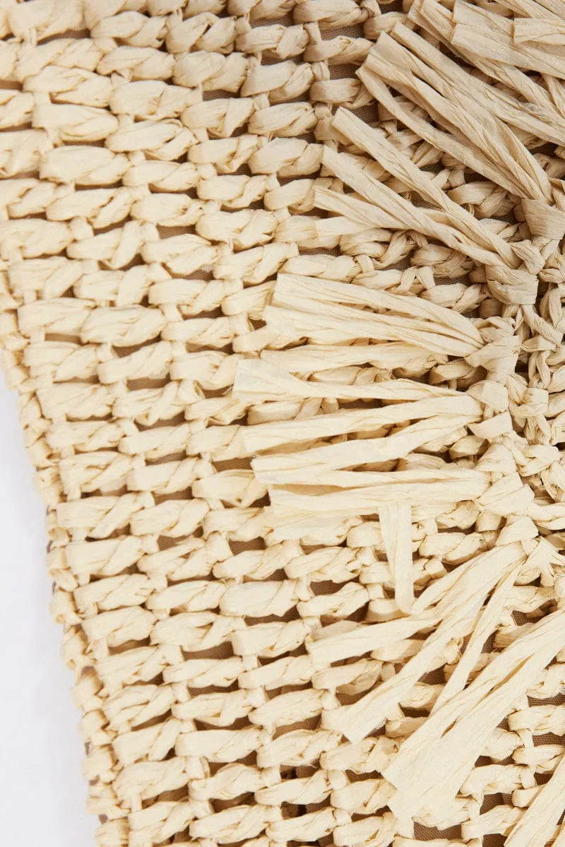 Beige Straw Crossbody Bag