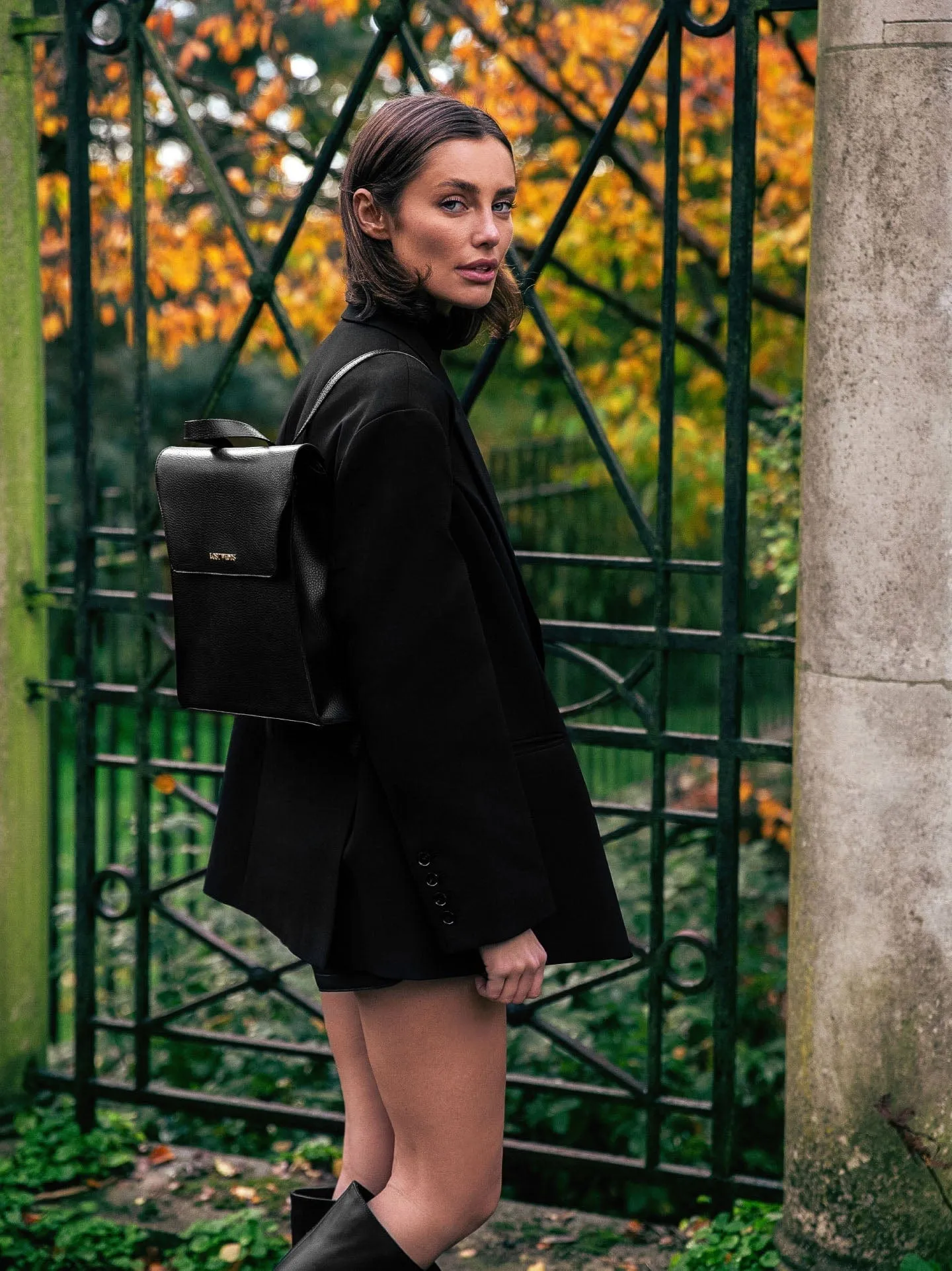 Birch MIRUM® Leather Vegan Backpack | Black & Gold