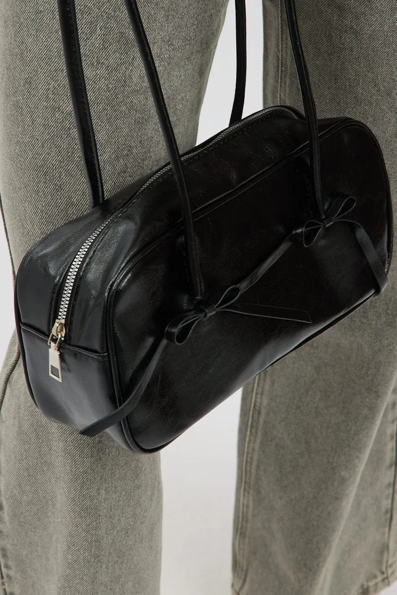Black Bow Detail Shoulder Bag