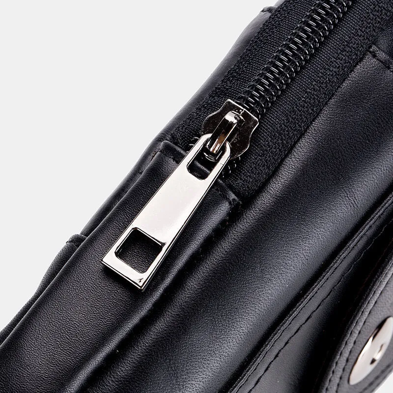 Brown Phone Cover Waist Bag Leather Black Waist Bag Business Bag For Men