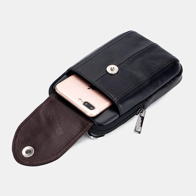 Brown Phone Cover Waist Bag Leather Black Waist Bag Business Bag For Men