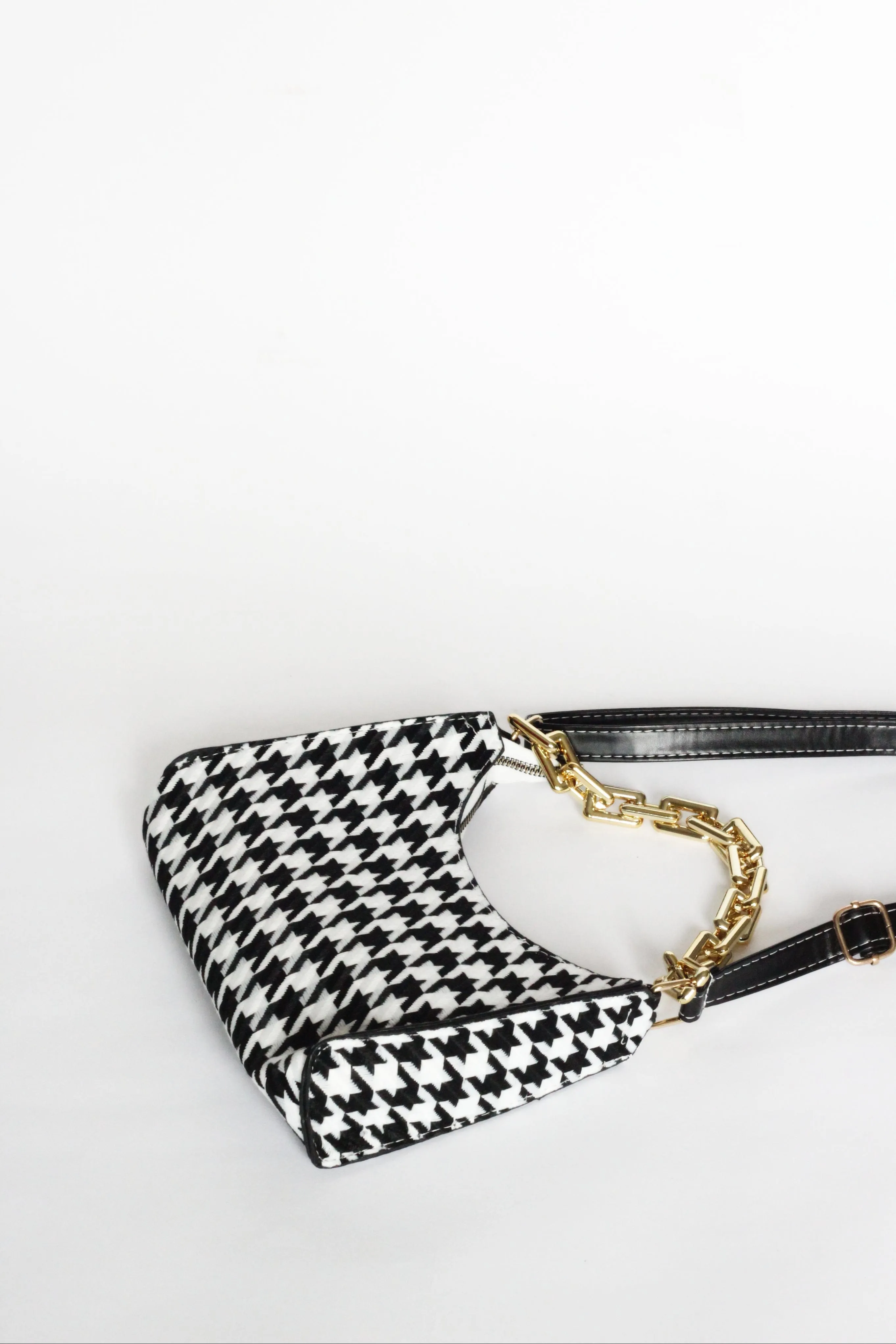 Cassia Houndstooth Mini Shoulder Bag | Black