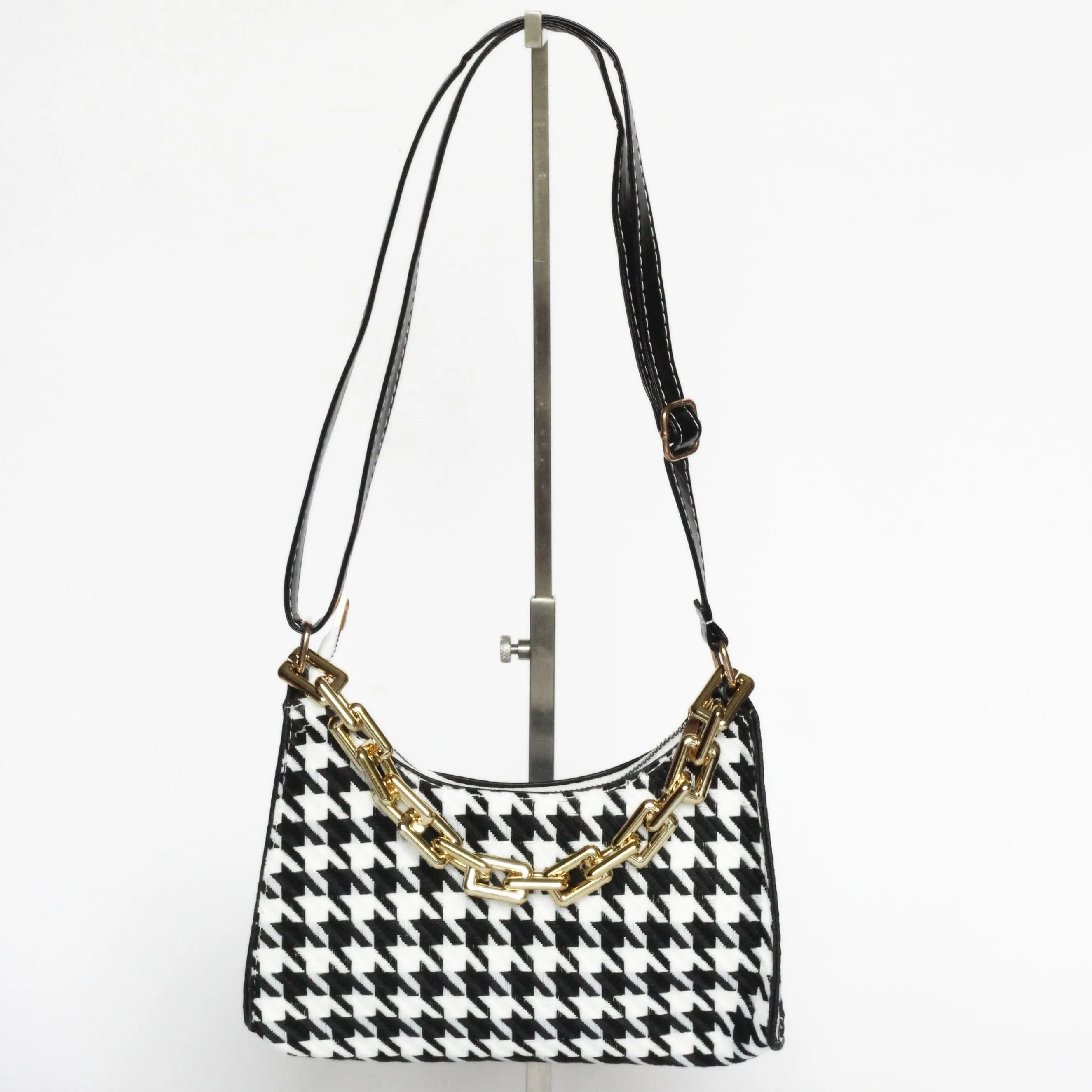 Cassia Houndstooth Mini Shoulder Bag | Black