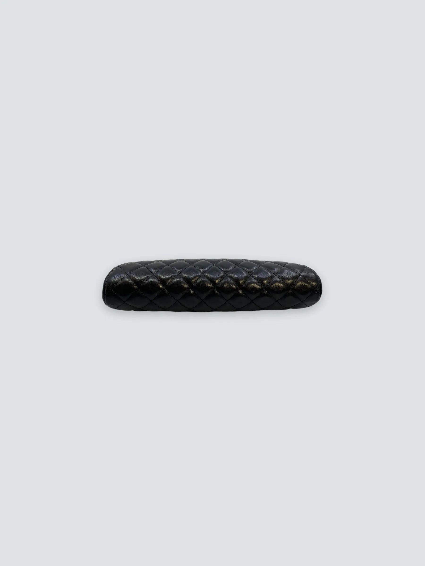 Chanel Black Lambskin Leather Quilted Clutch