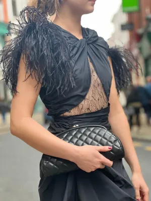 Chanel Black Lambskin Leather Quilted Clutch
