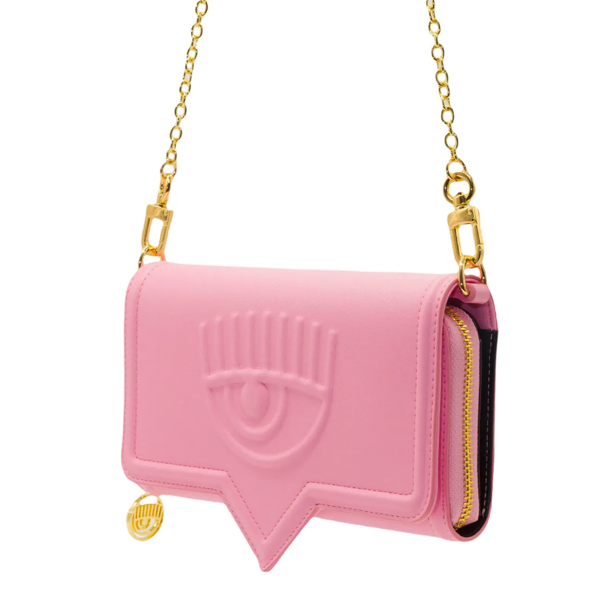Chiara Ferragni Eyelike Embossed Chain-Link Clutch Bag