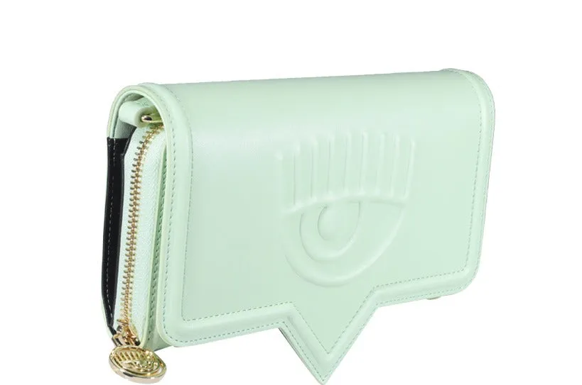 Chiara Ferragni Eyelike Embossed Chain-Link Clutch Bag