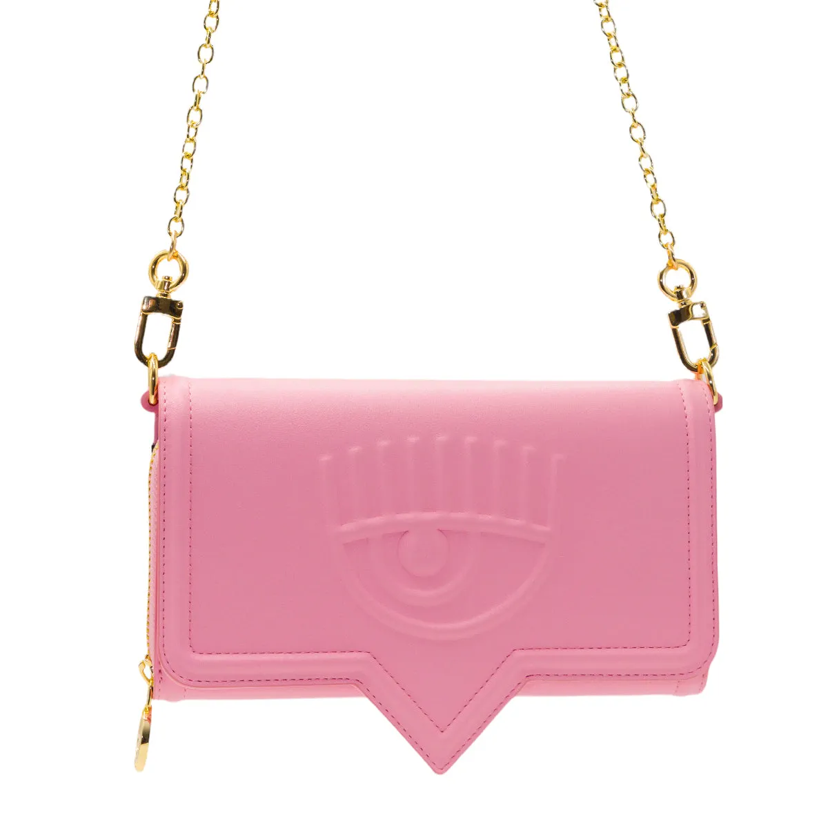 Chiara Ferragni Eyelike Embossed Chain-Link Clutch Bag
