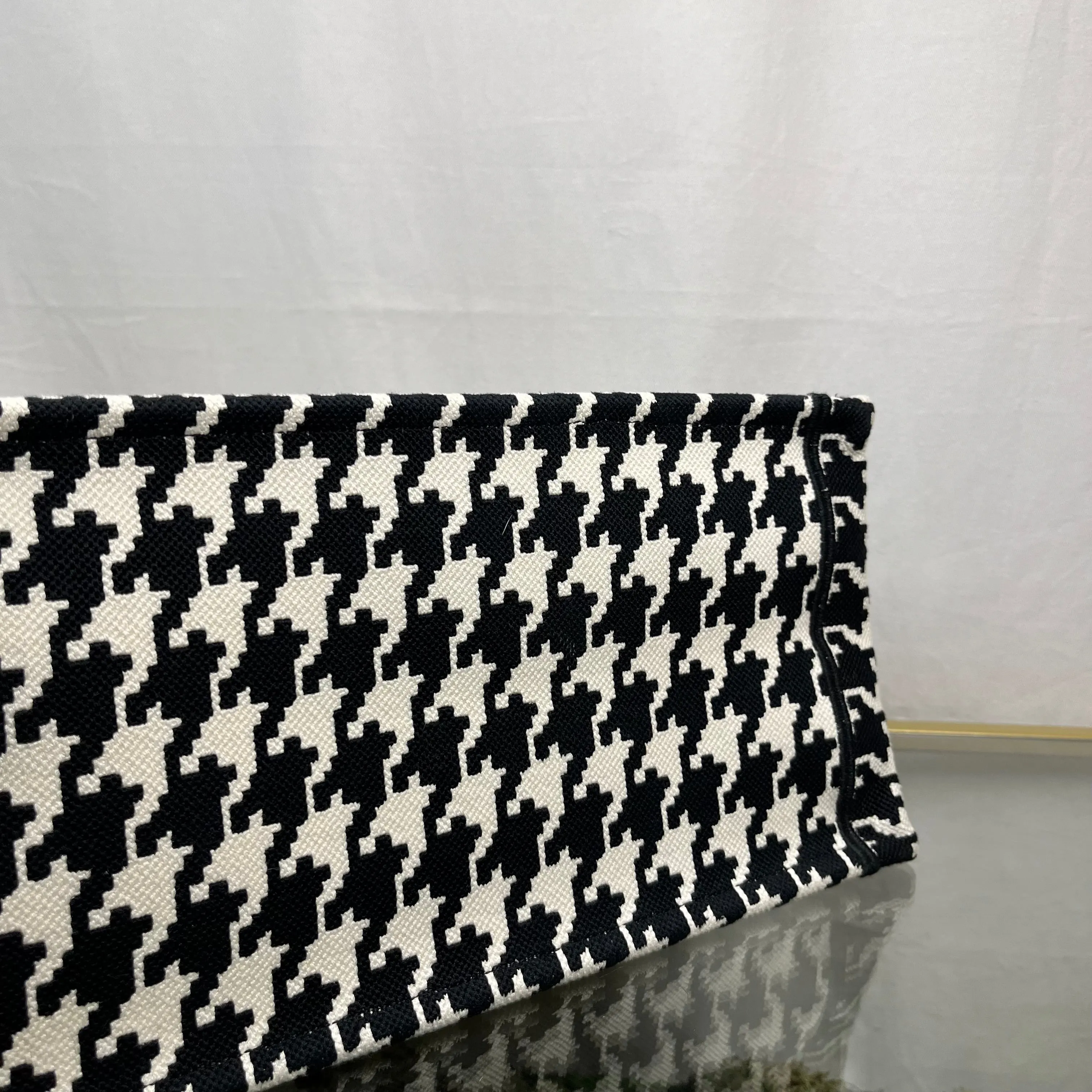 CHRISTIAN DIOR Macro Houndstooth Medium Book Tote