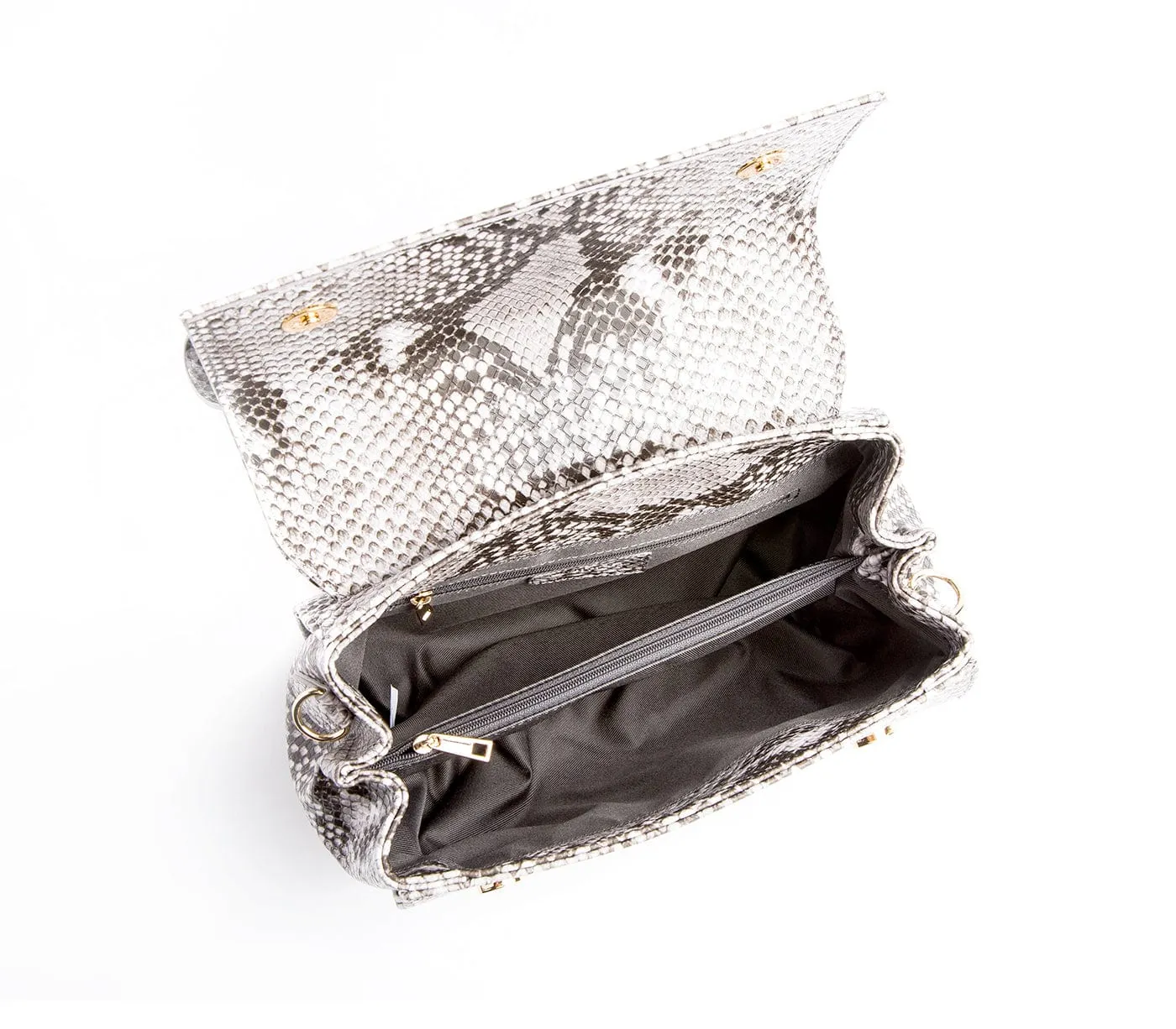 Cottontail Vegan Leather Handbag | Black/White Snake