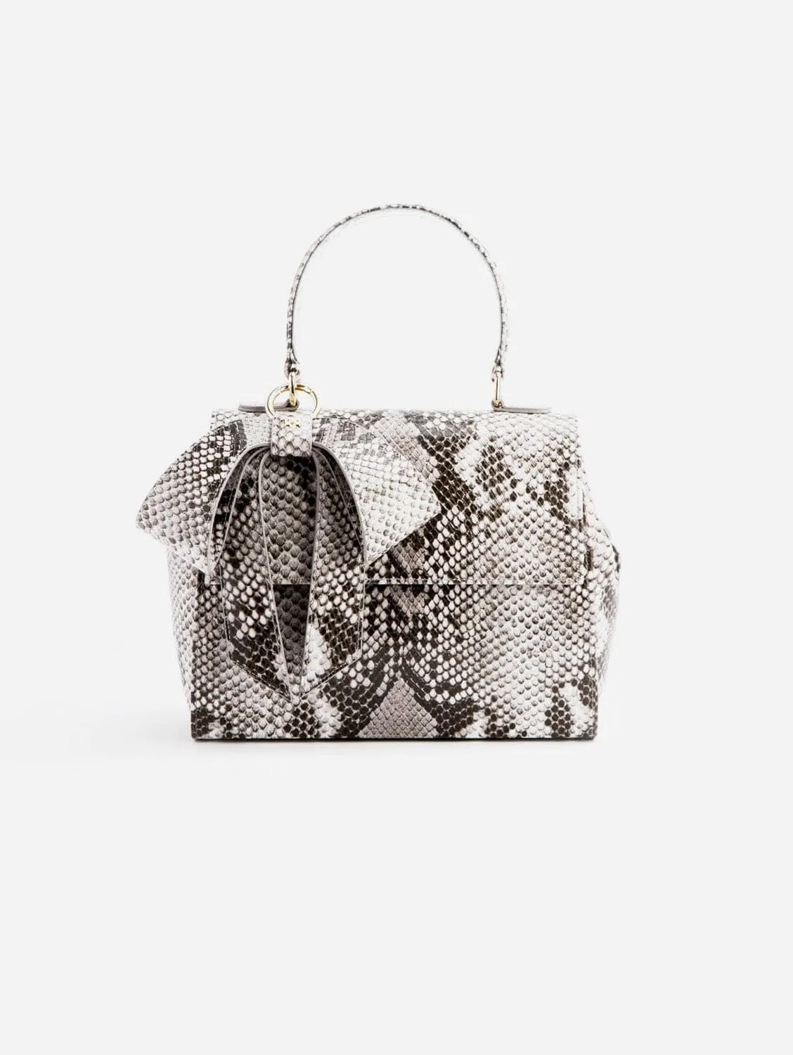 Cottontail Vegan Leather Handbag | Black/White Snake