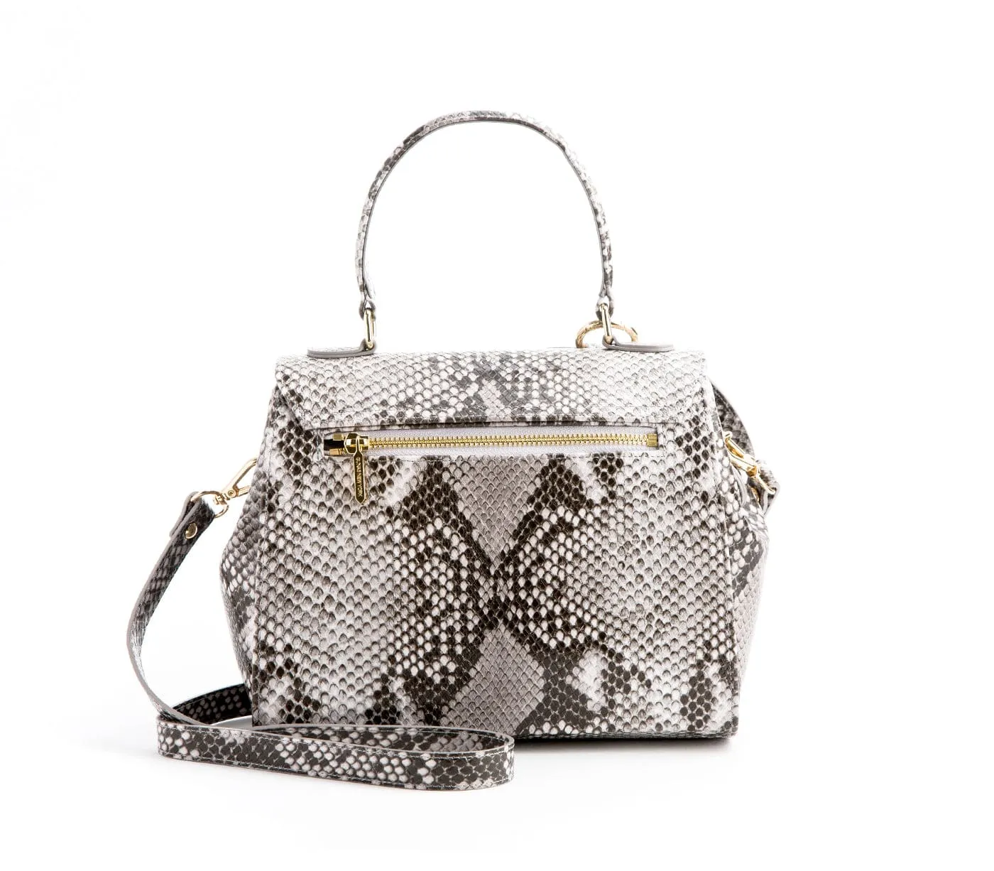Cottontail Vegan Leather Handbag | Black/White Snake