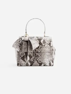 Cottontail Vegan Leather Handbag | Black/White Snake