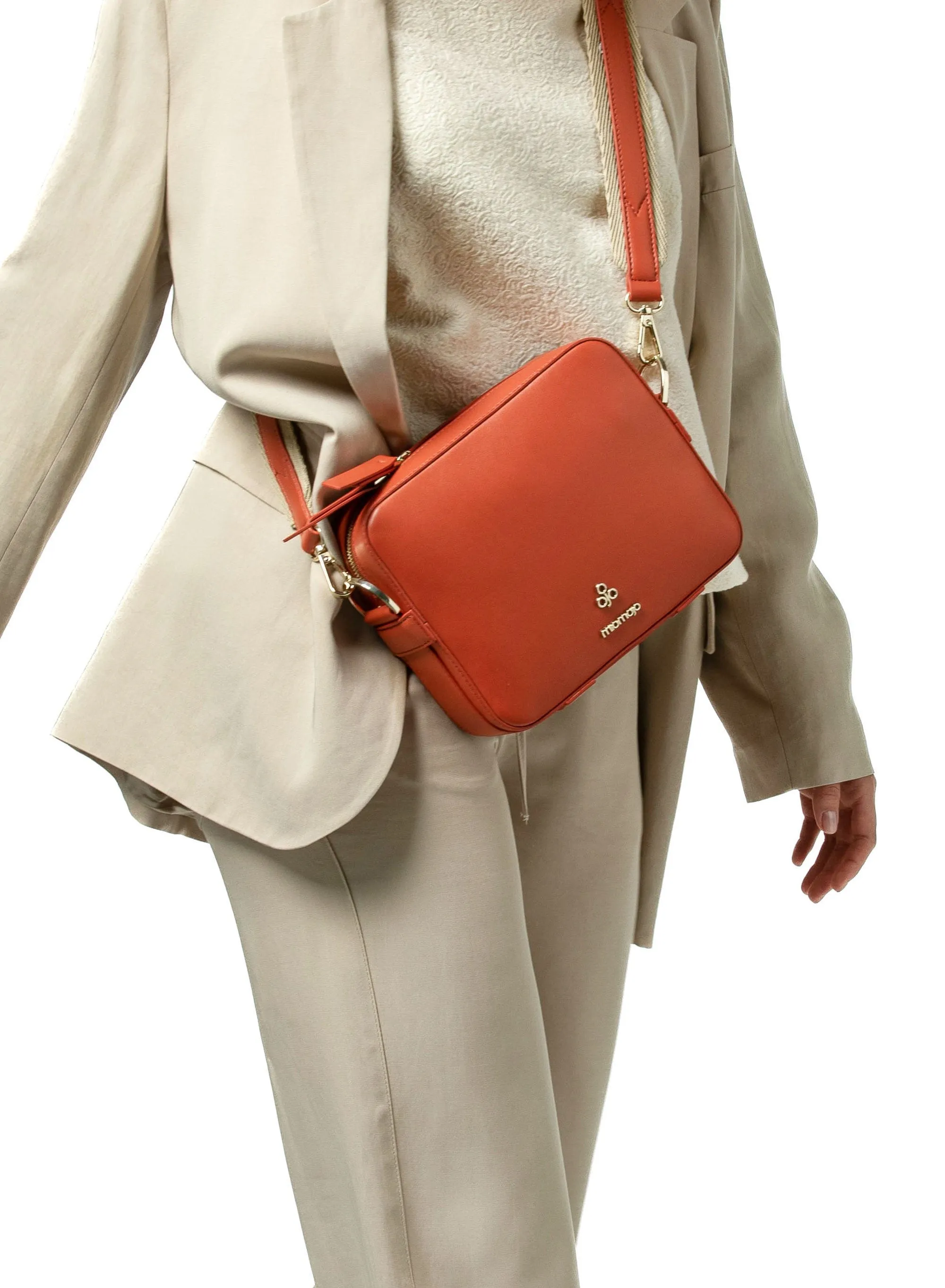 Dalila Apple Leather Vegan Crossbody Bag | Orange