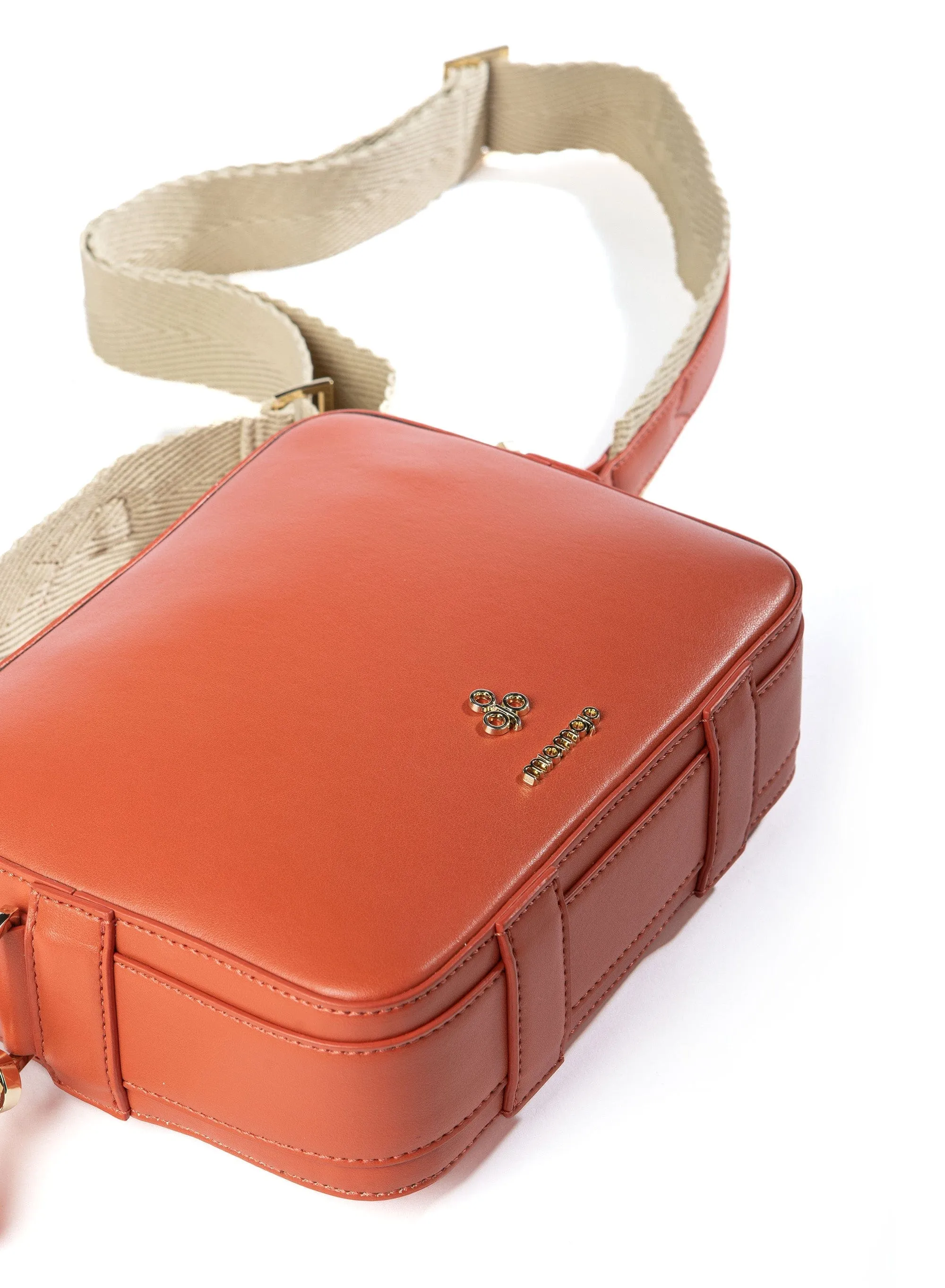 Dalila Apple Leather Vegan Crossbody Bag | Orange