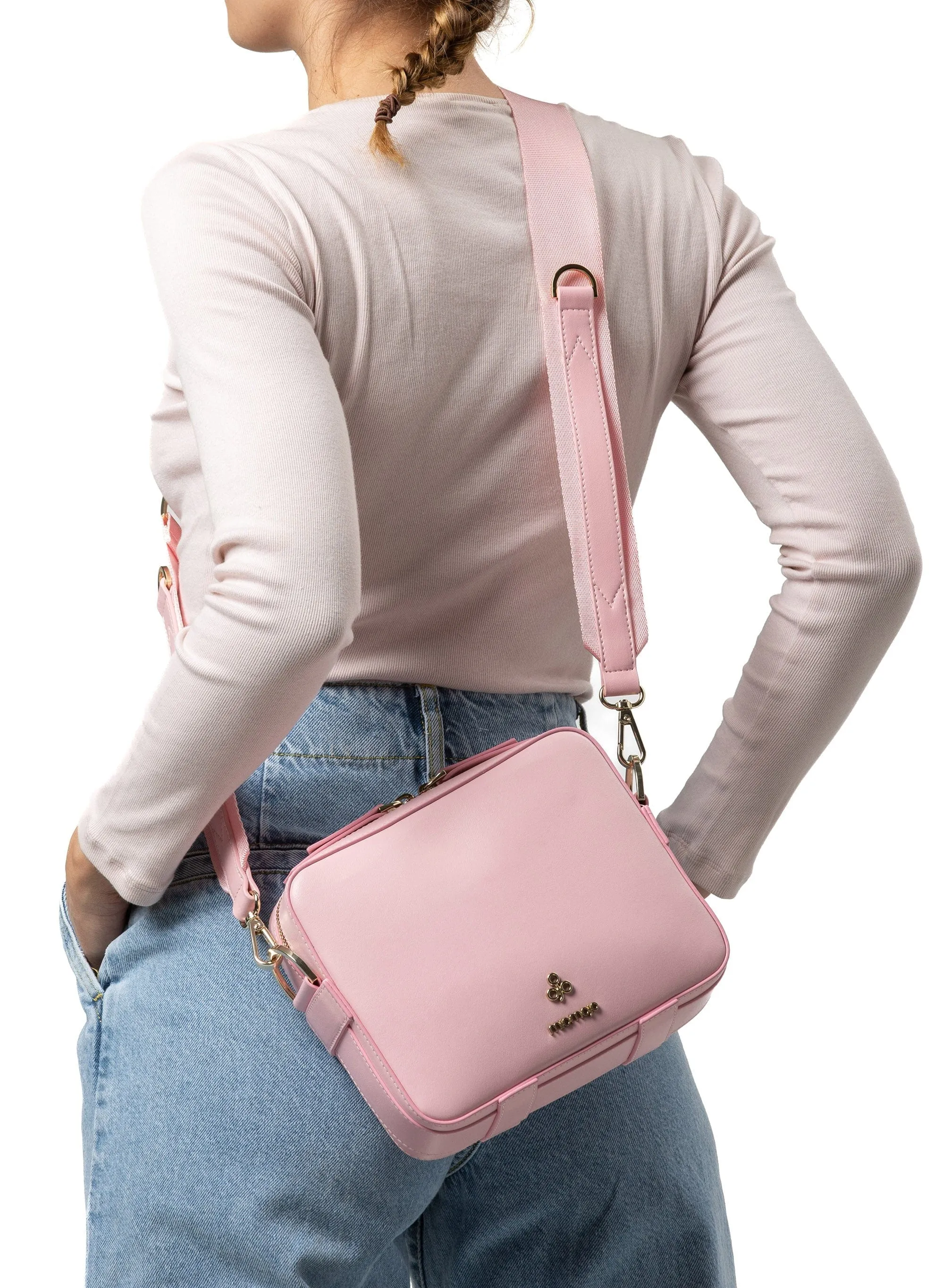 Dalila Apple Leather Vegan Crossbody Bag | Pink