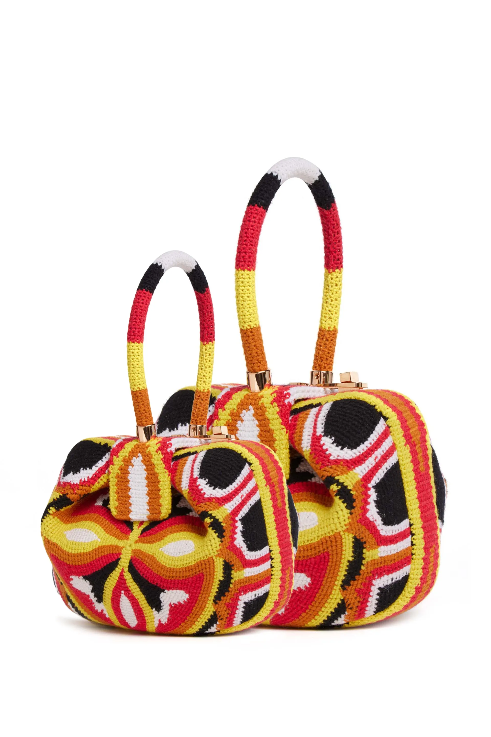 Demi Bag in Red. Yellow & Black Crochet