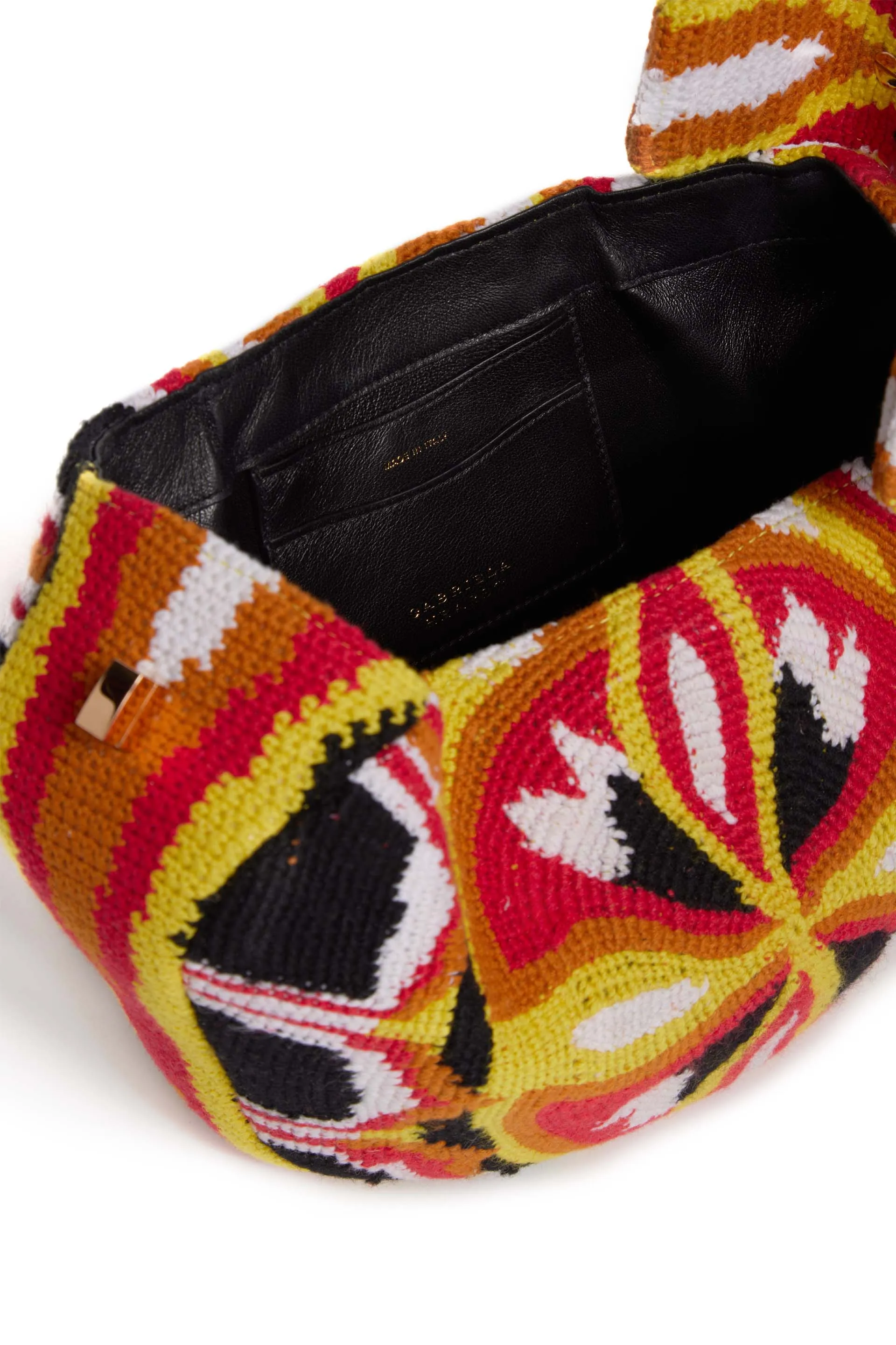 Demi Bag in Red. Yellow & Black Crochet