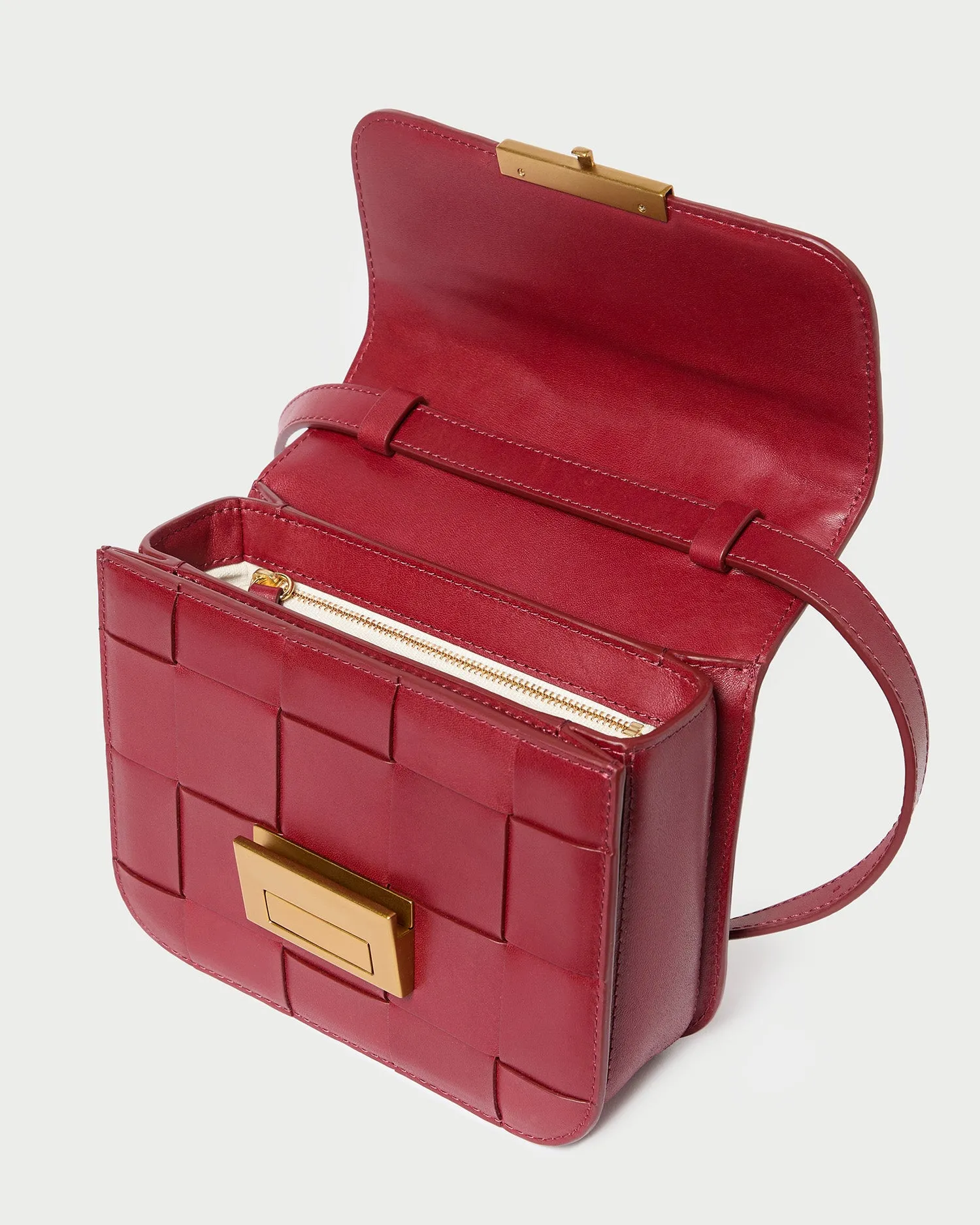 Desi Wine Woven Leather Crossbody
