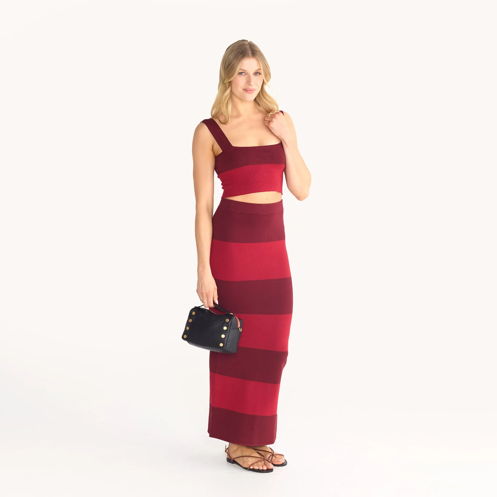Evan Crossbody | Black/Brushed Gold Red Zip | Sml
