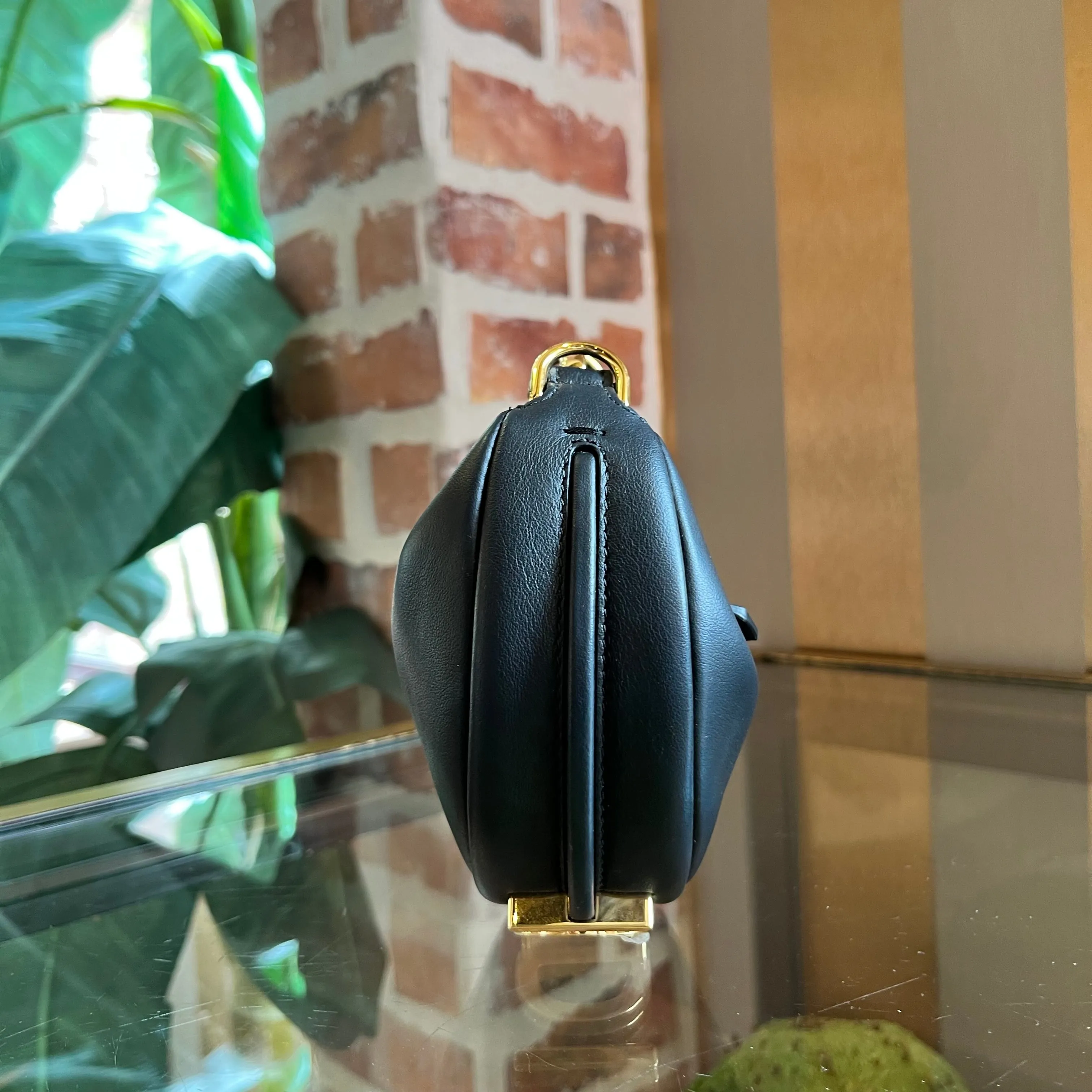 FENDI Fendigraphy Nano Black Leather Hobo Charm Bag