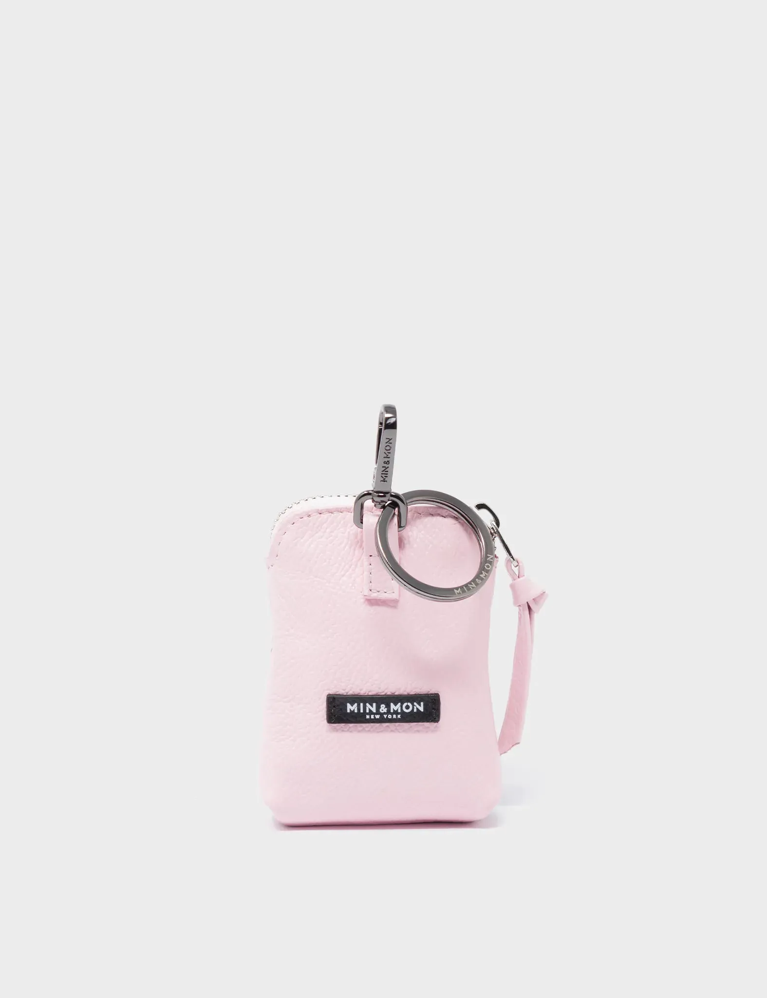 Florence Pouch Charm  - Parfait Pink Leather Keychain Flowers Print