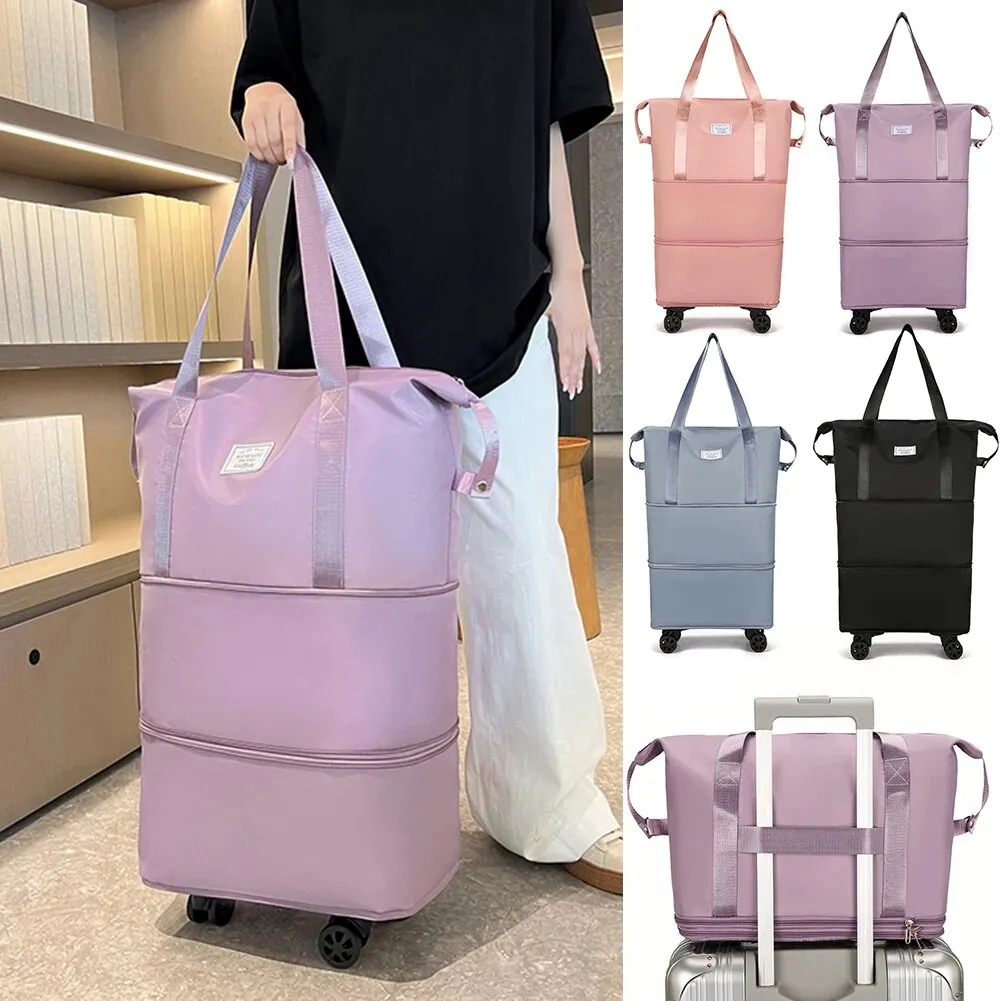 Folding Luggage Bags Expandable Rolling Duffle Pack with Wheel