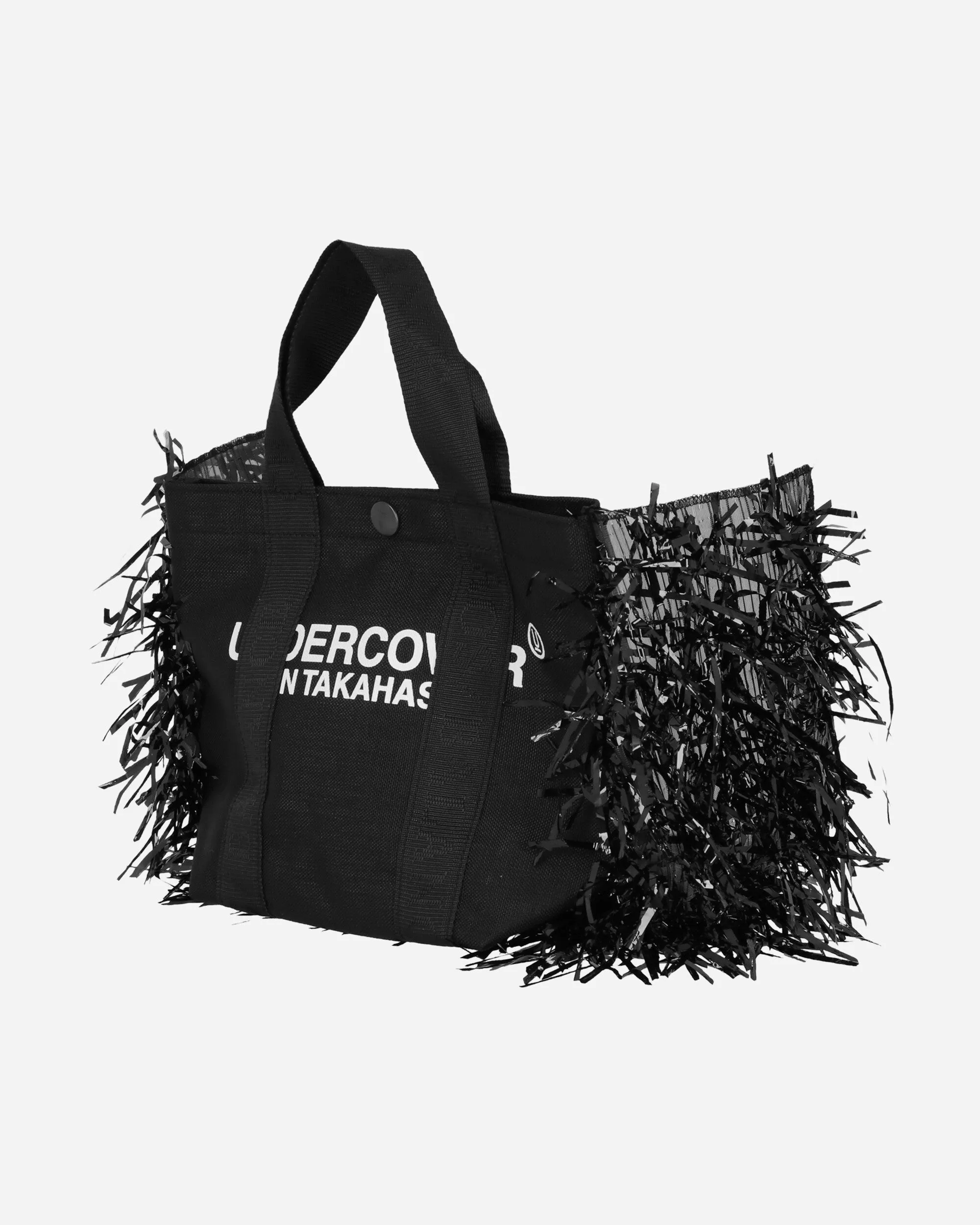Fringe Nylon Tote Bag Black