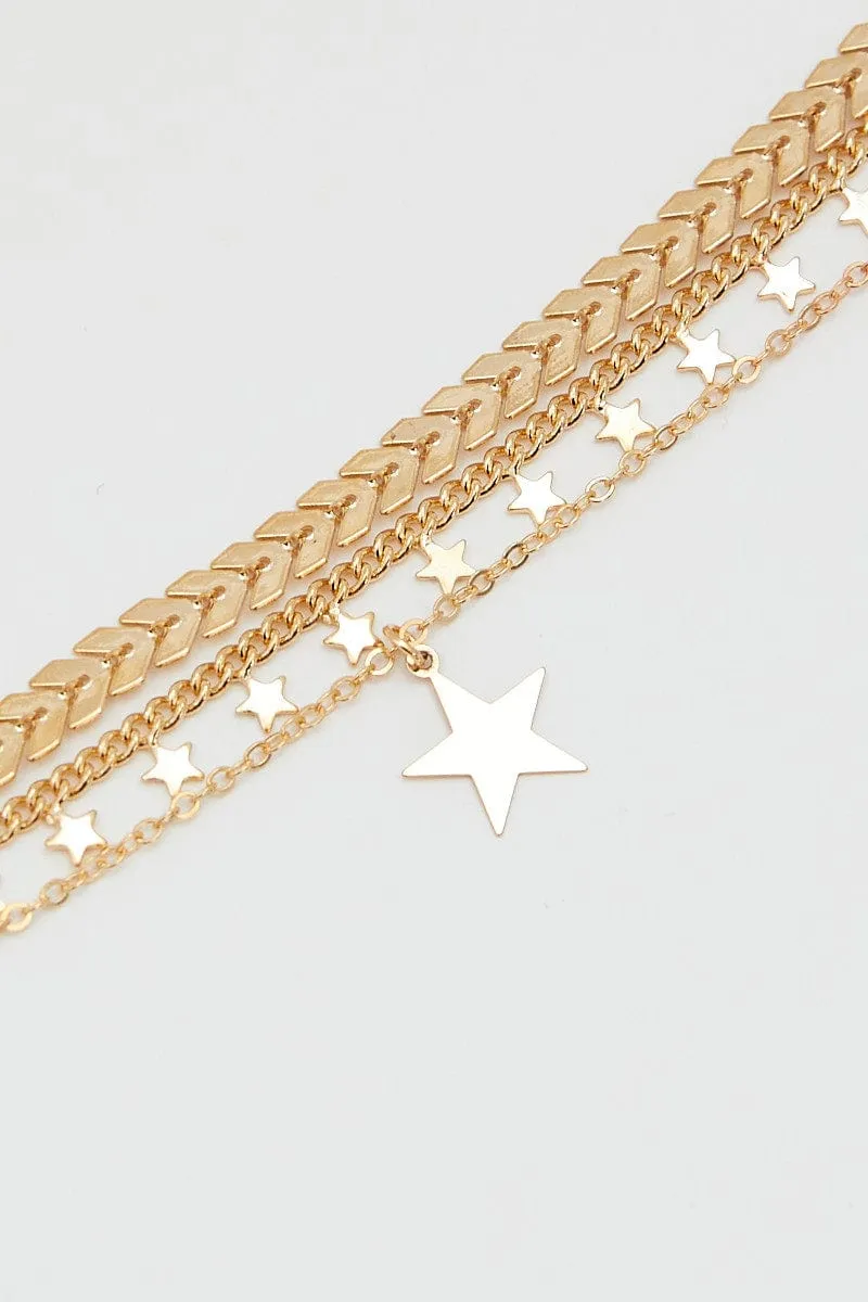 Gold Star Charm Necklace Set