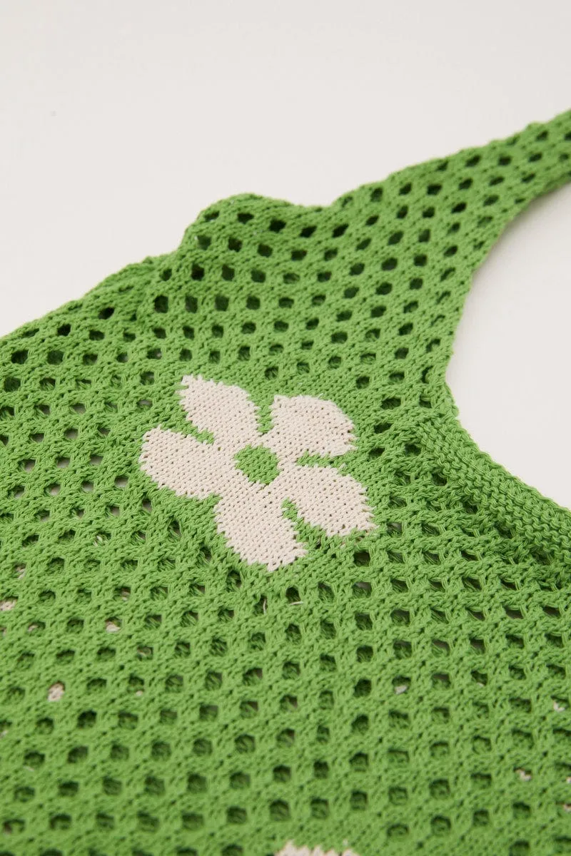 Green Crochet Shopper Bag