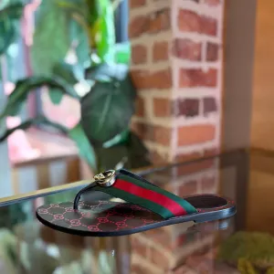 GUCCI GG Web Thong Sandals Sz 39.5 (US 9.5)