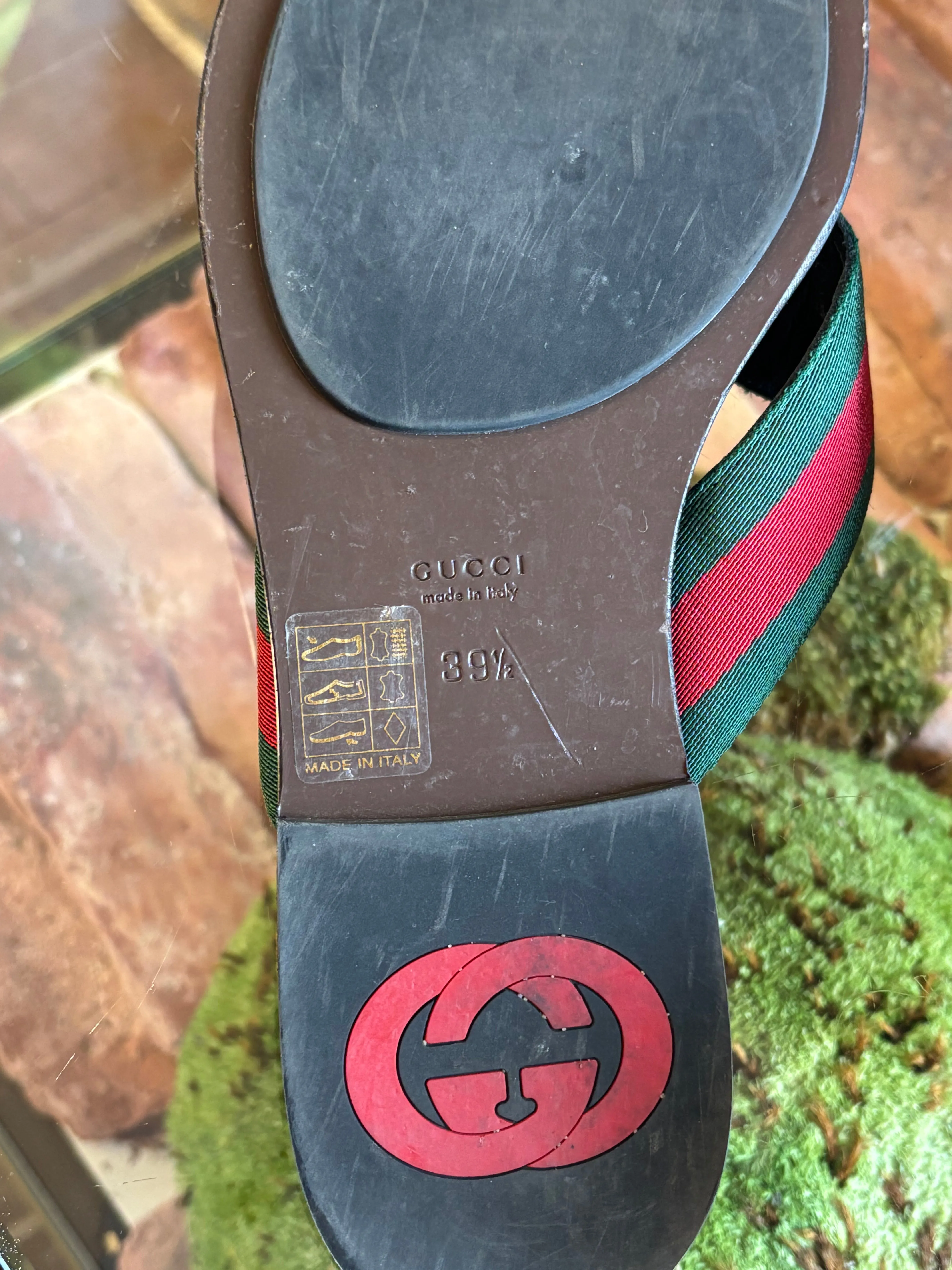 GUCCI GG Web Thong Sandals Sz 39.5 (US 9.5)