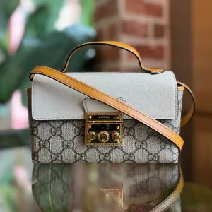 GUCCI Padlock Mini Sun Oil GG Supreme Monogram New Sakai Calfskin Top Handle Bag