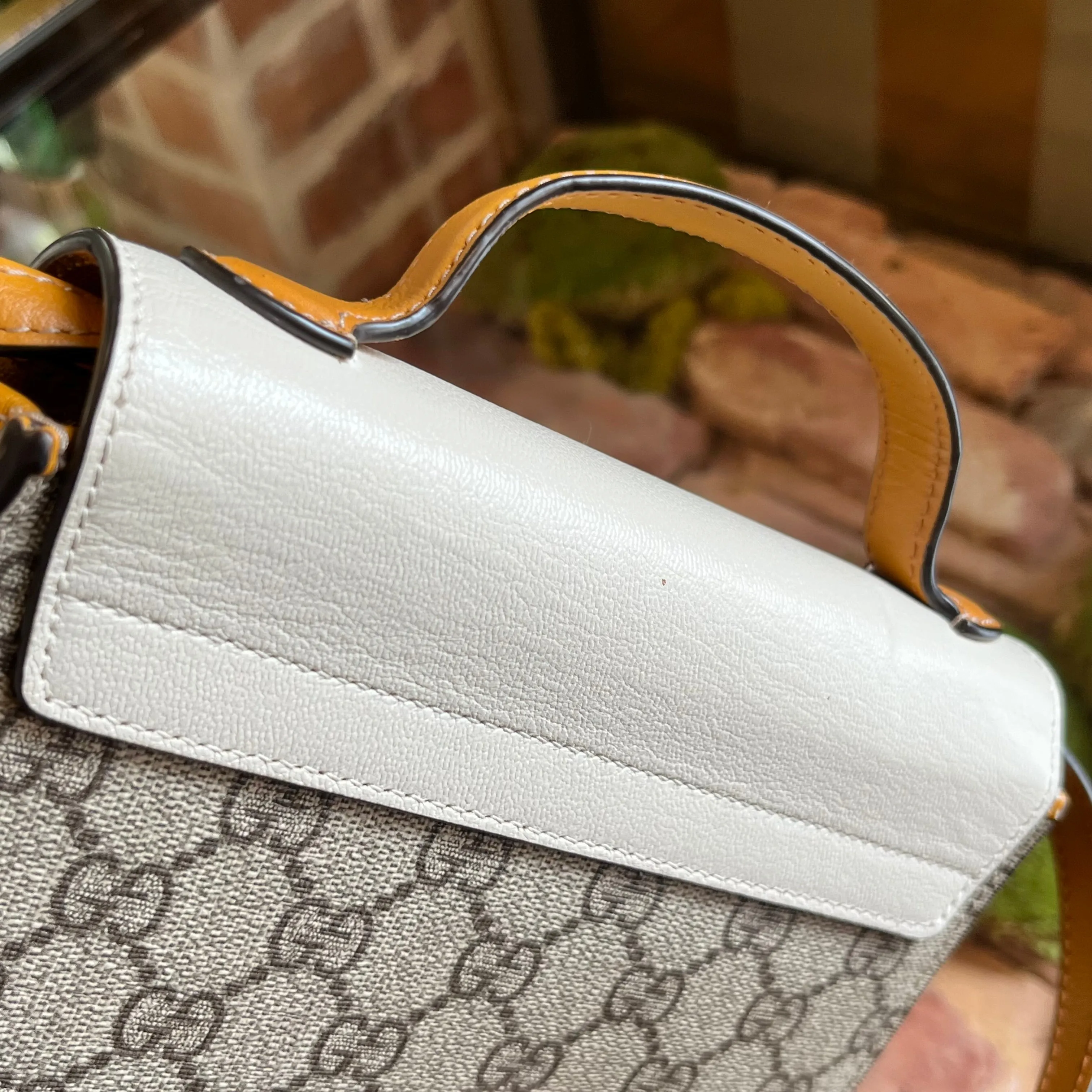 GUCCI Padlock Mini Sun Oil GG Supreme Monogram New Sakai Calfskin Top Handle Bag