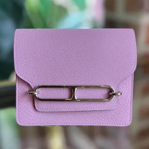HERMES Mauve Sylvestre Roulis Slim Wallet Chevre Mysore