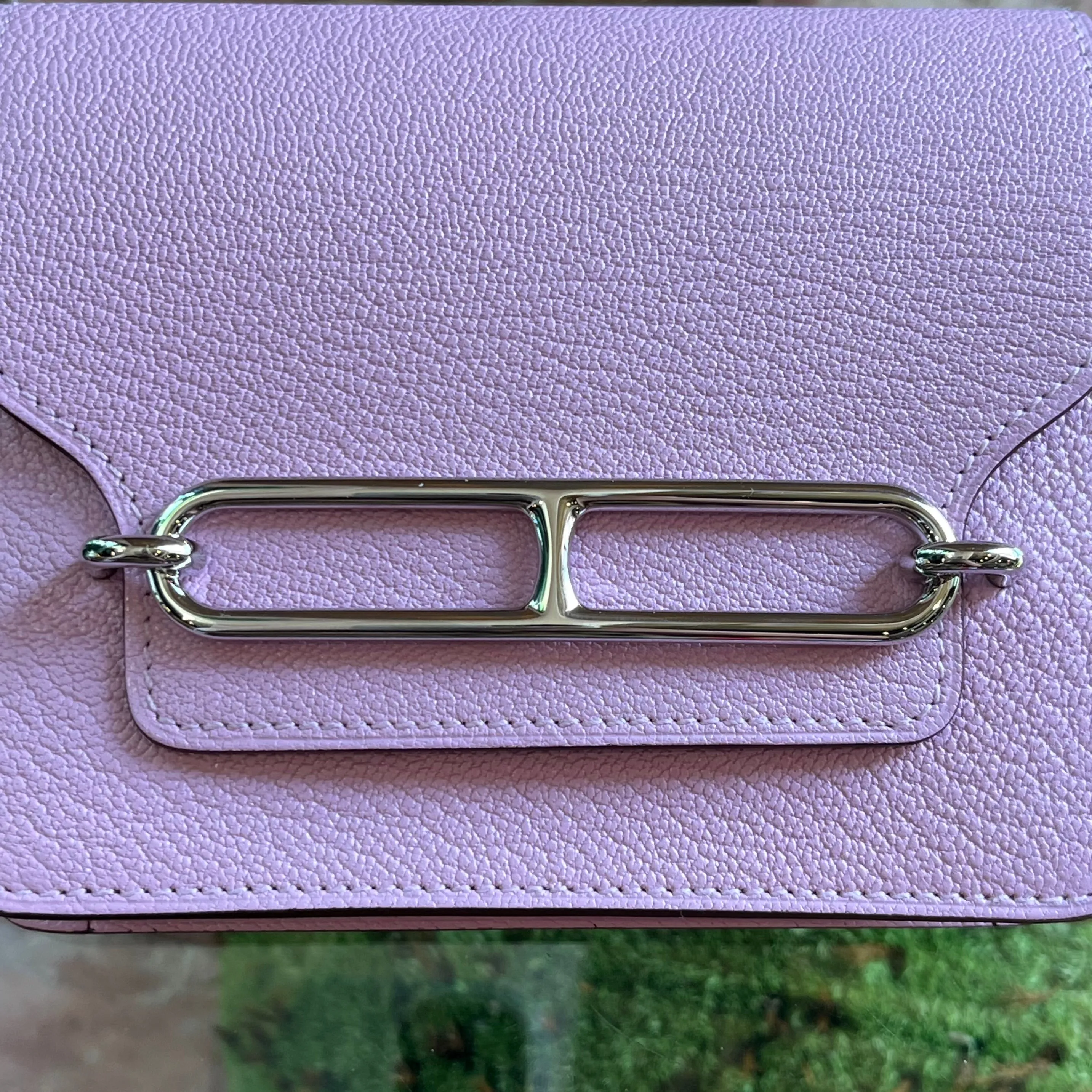 HERMES Mauve Sylvestre Roulis Slim Wallet Chevre Mysore