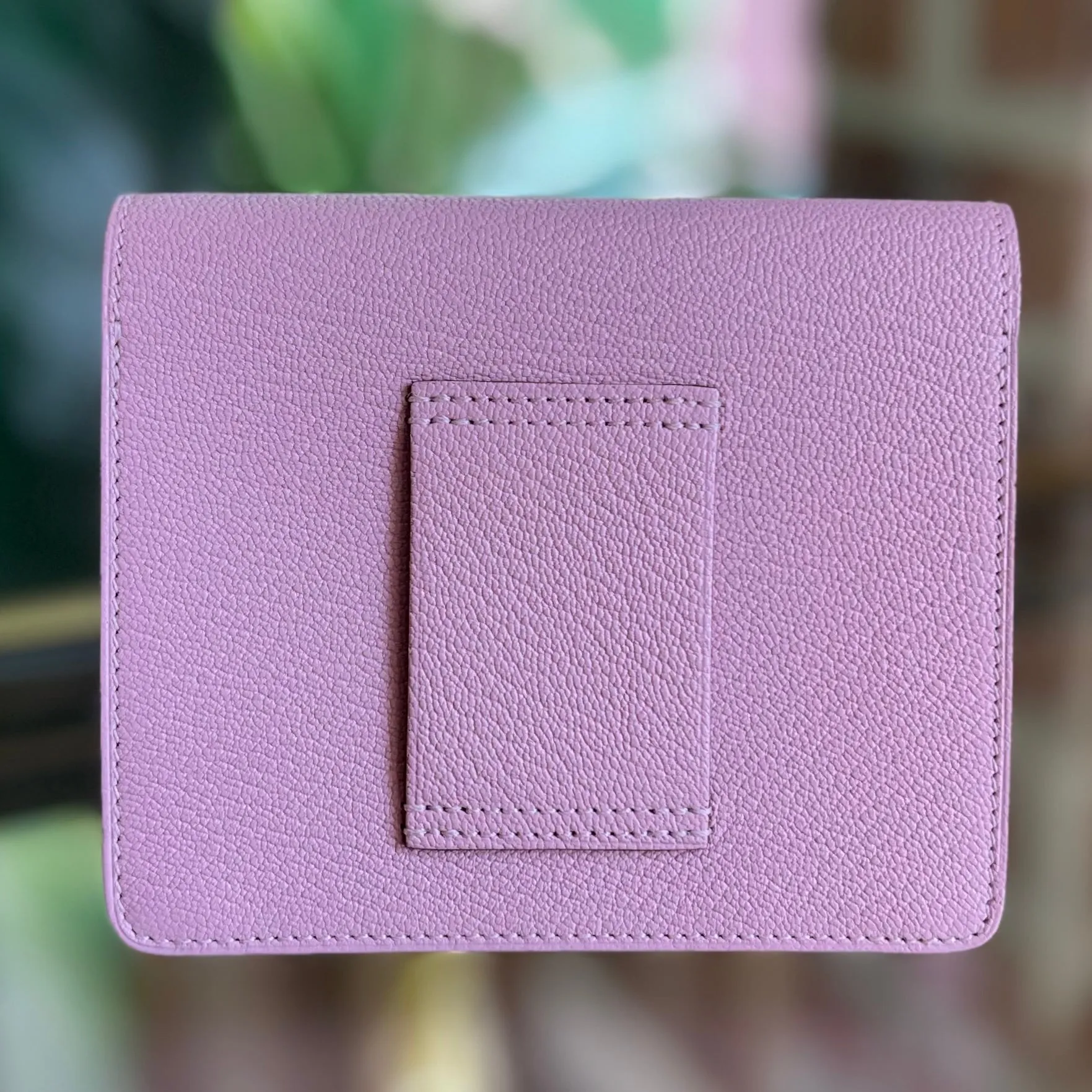 HERMES Mauve Sylvestre Roulis Slim Wallet Chevre Mysore