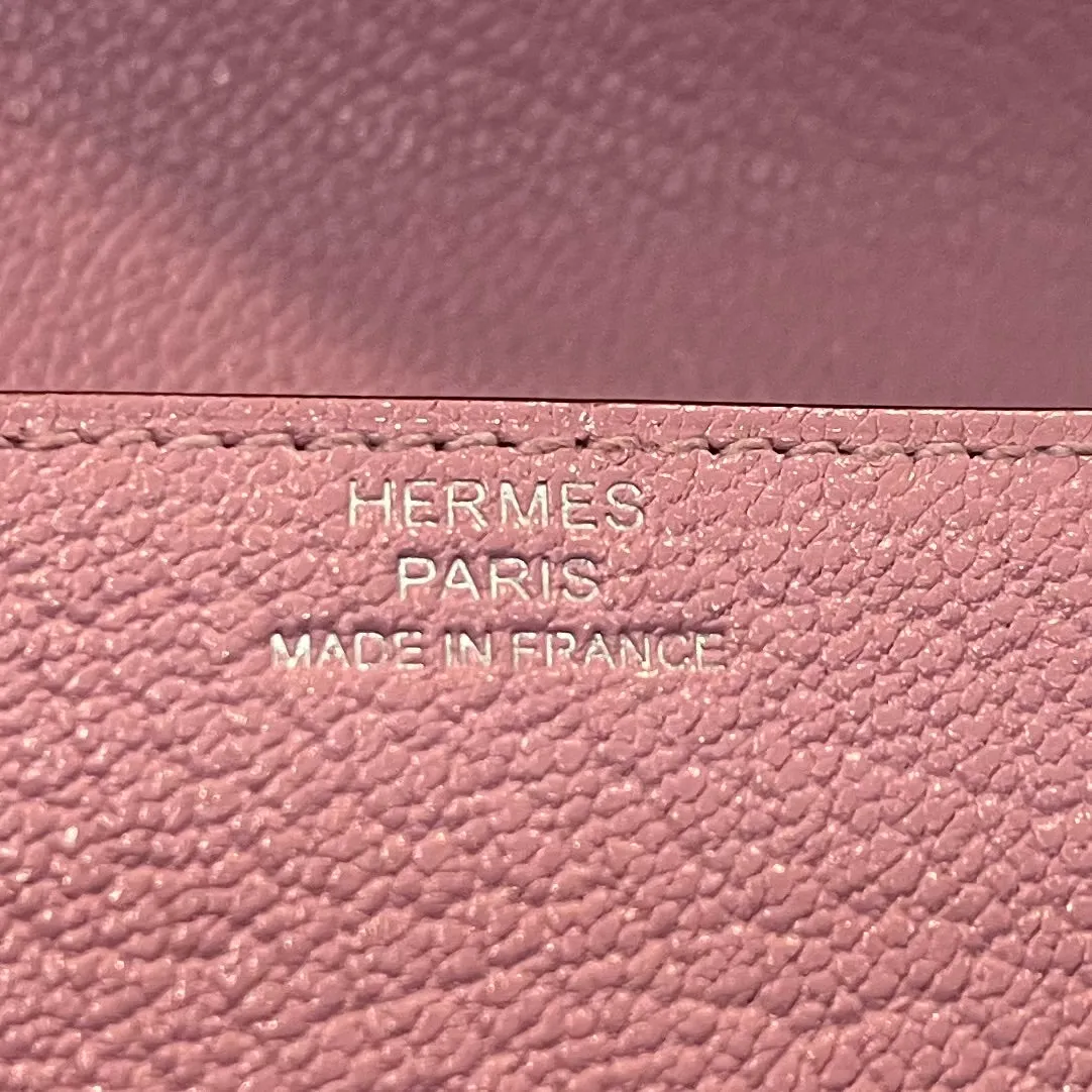 HERMES Mauve Sylvestre Roulis Slim Wallet Chevre Mysore