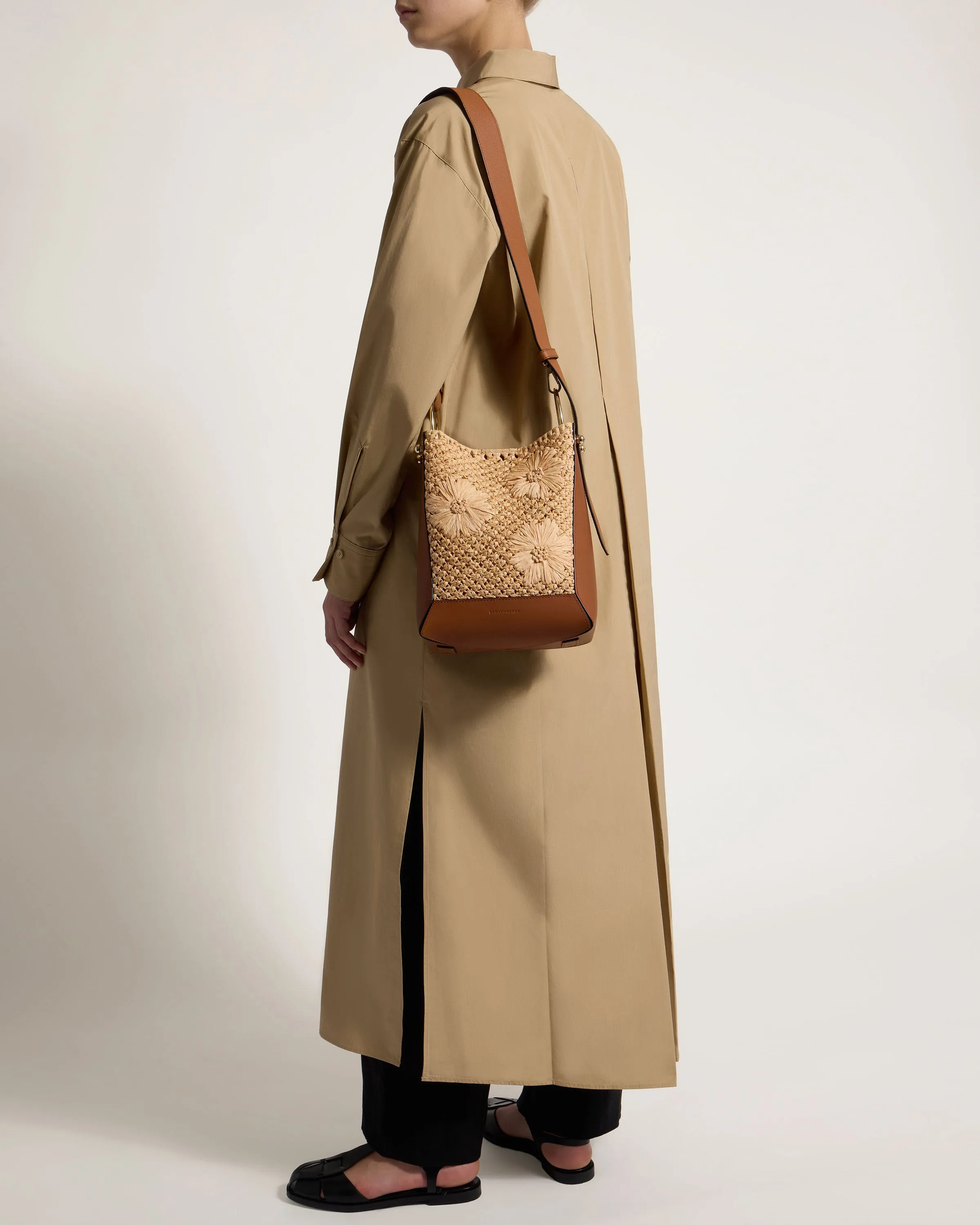 Lana Midi Bucket Bag - Floral Paper Raffia/Tan