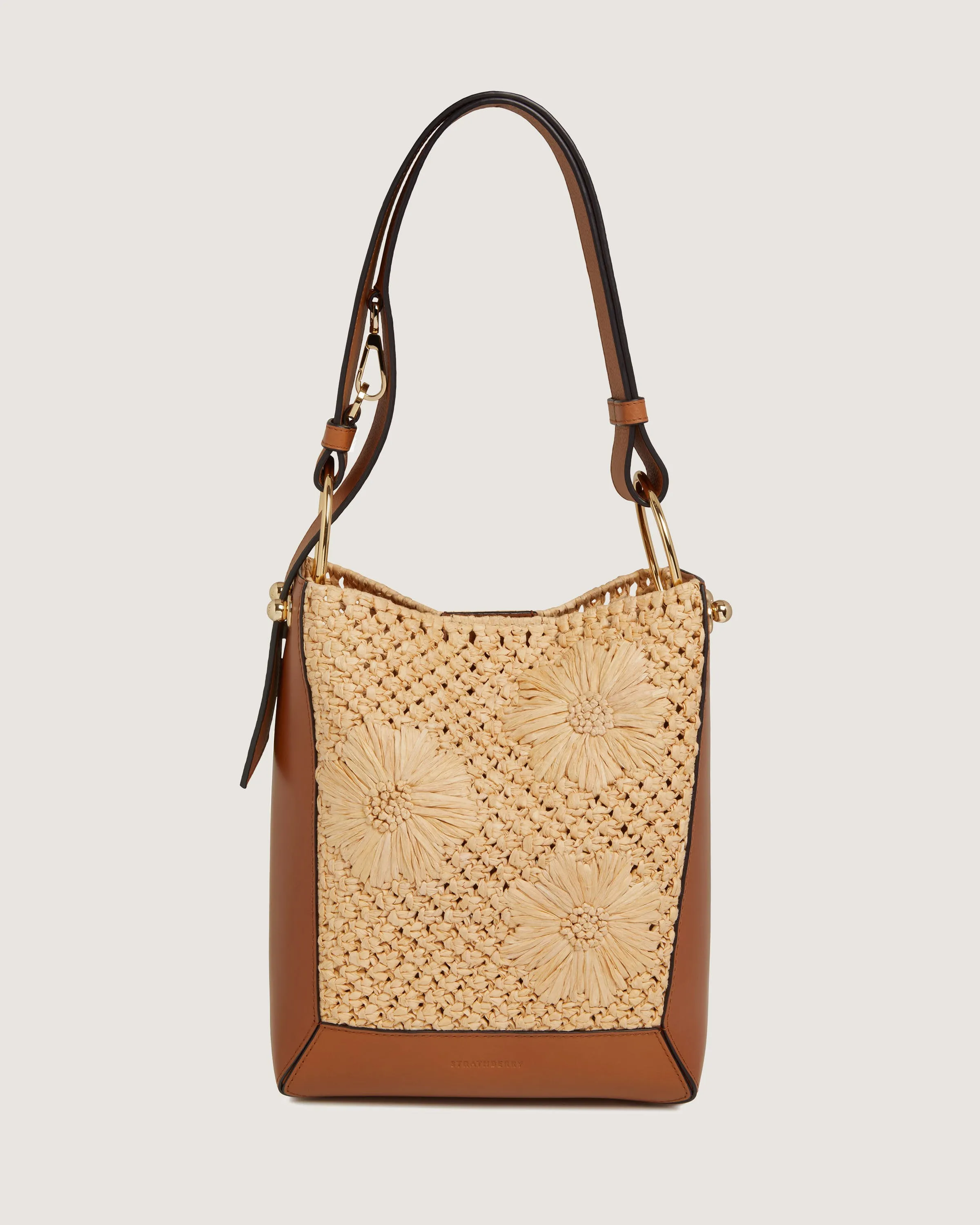Lana Midi Bucket Bag - Floral Paper Raffia/Tan